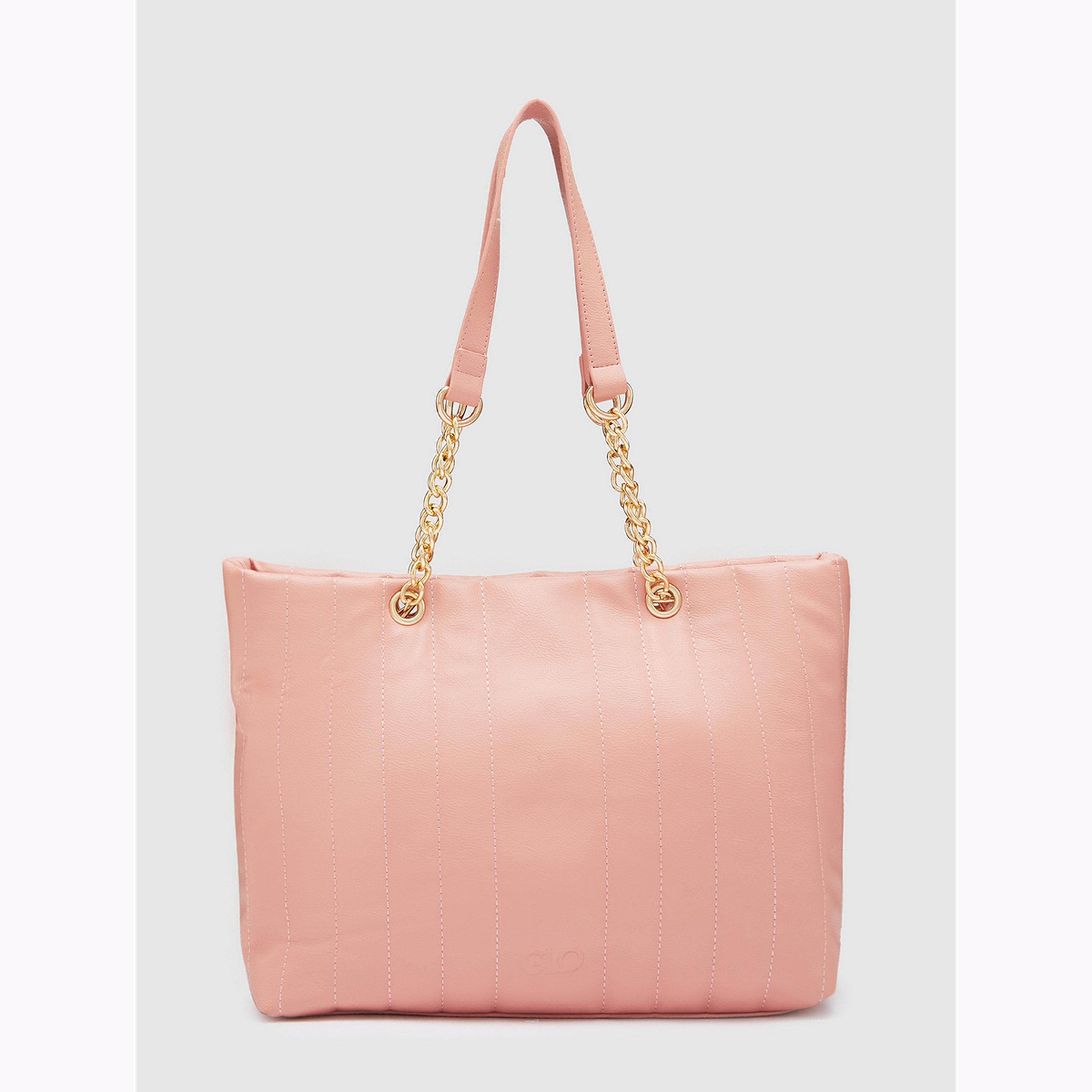 شنطة توت وردية بتصميم مبطن وأحزمة سلسلة-women-bagsandwallets-handbags-image-4