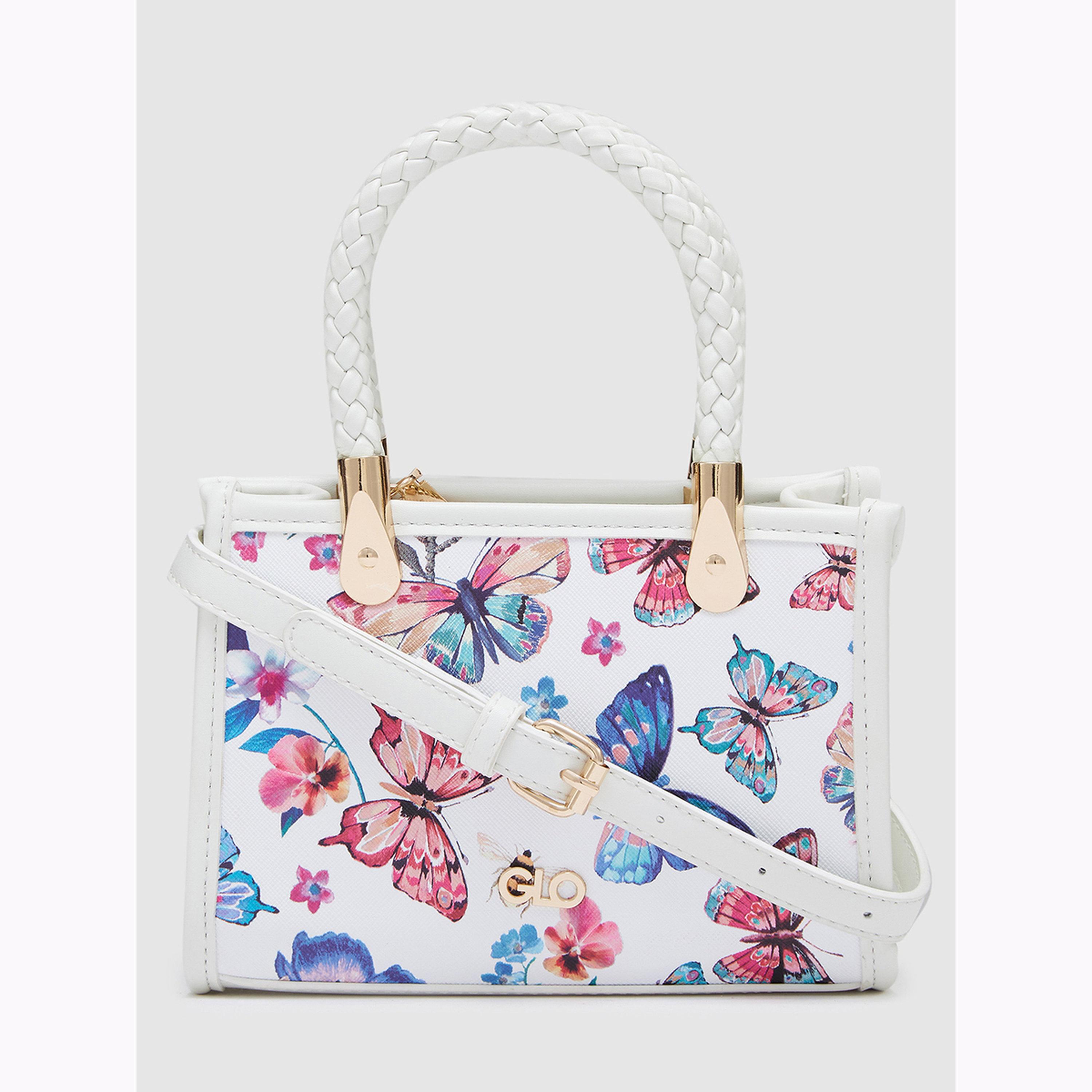 Globus X Styli White Printed Handbag with Breaded Handle-women-bagsandwallets-handbags-image-1
