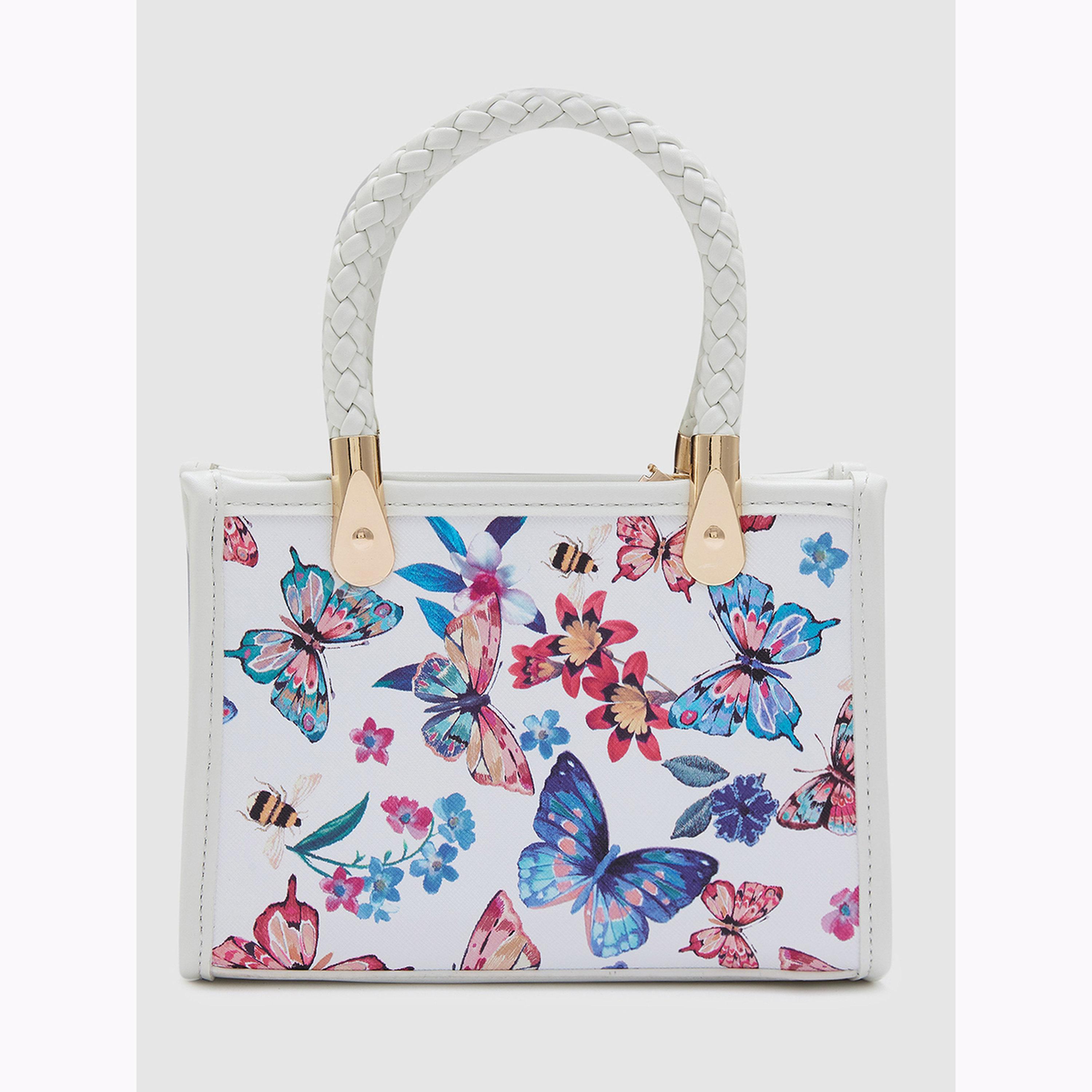Globus X Styli White Printed Handbag with Breaded Handle-women-bagsandwallets-handbags-image-4
