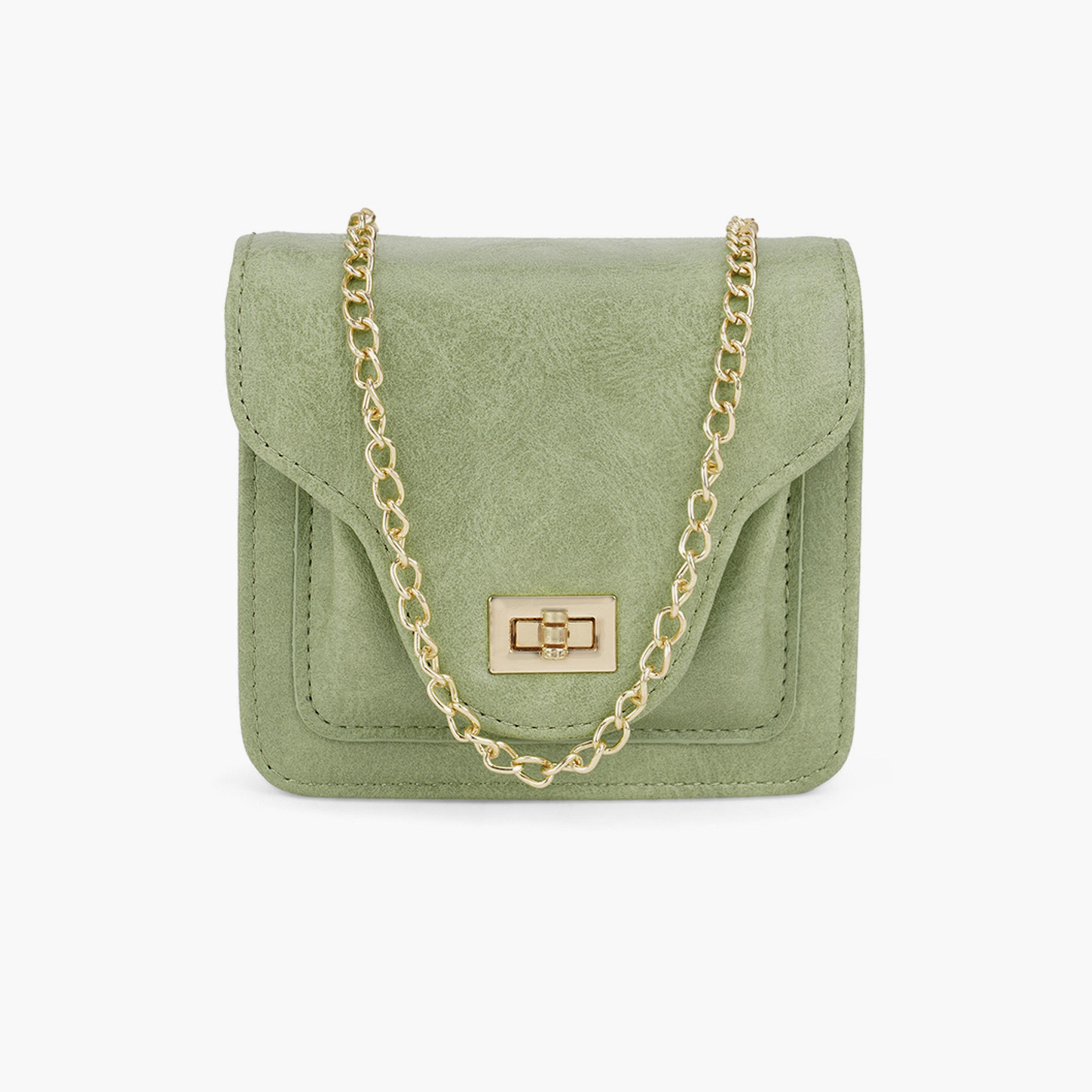 Globus X Styli Olive Textured Twist Lock Crossbody Bag-women-bagsandwallets-handbags-image-1