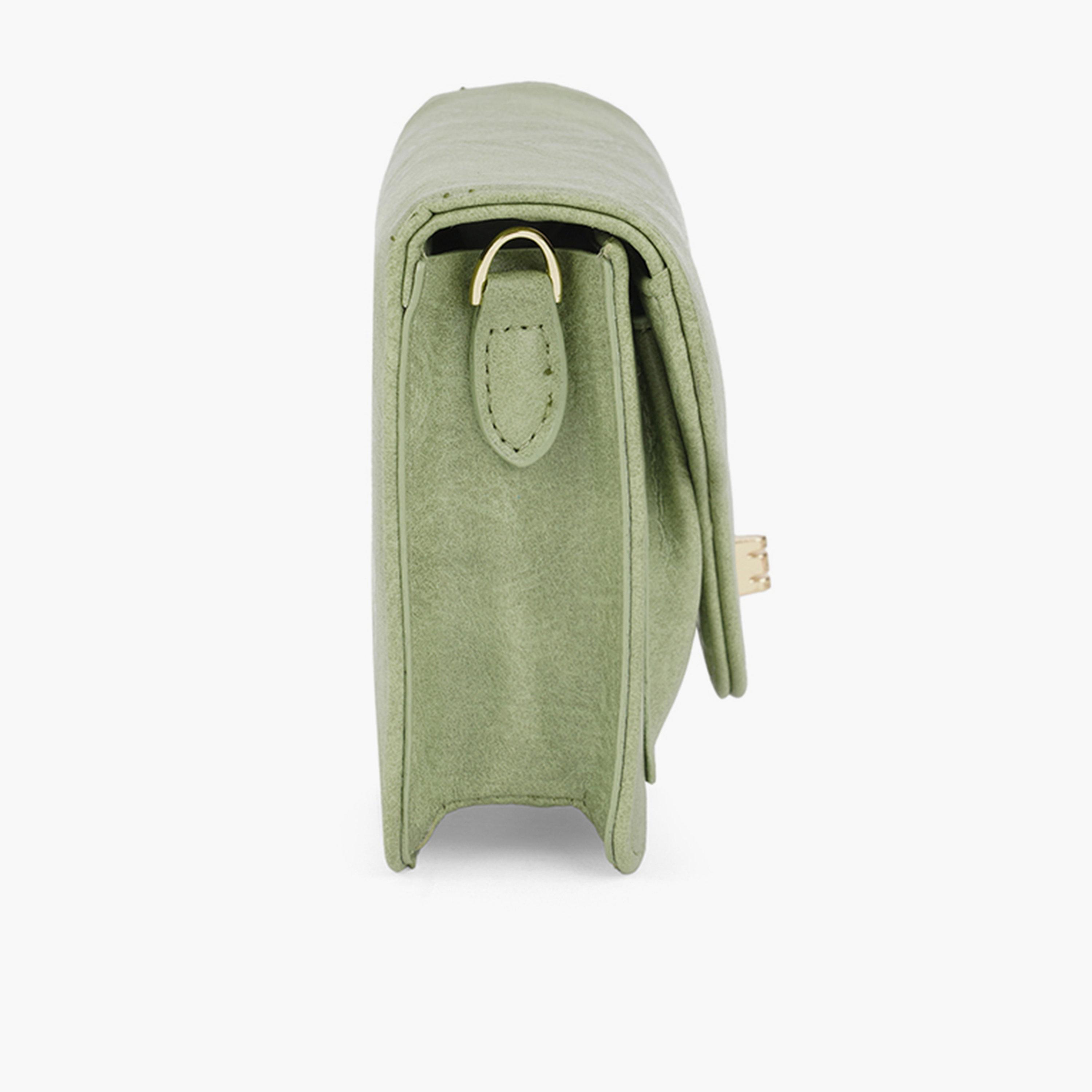 Globus X Styli Olive Textured Twist Lock Crossbody Bag-women-bagsandwallets-handbags-image-4