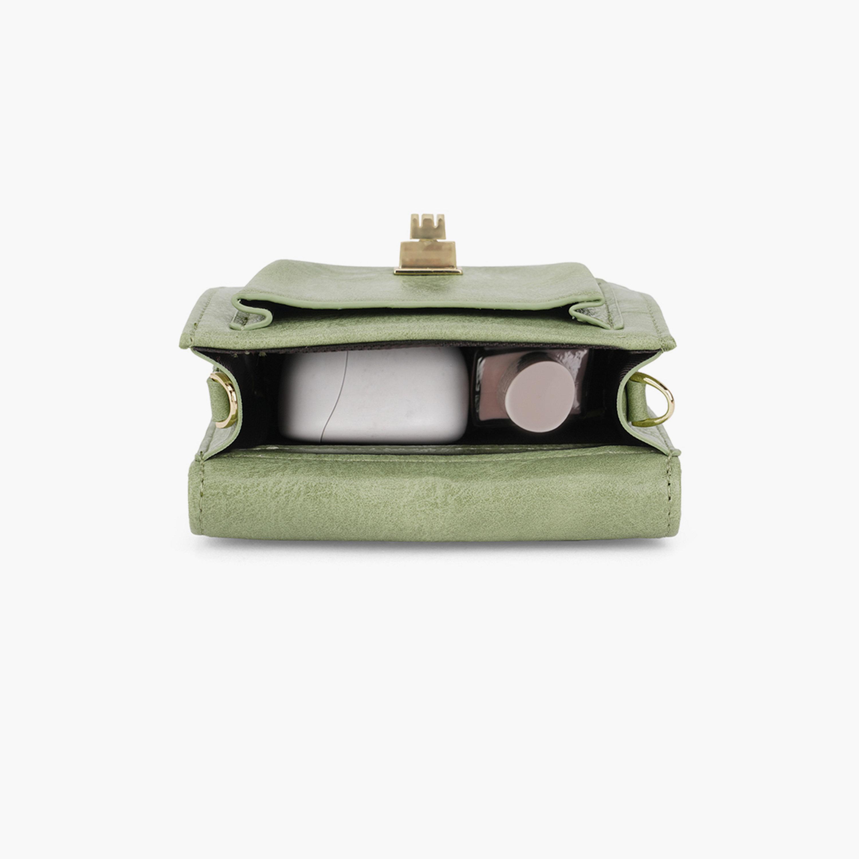 Globus X Styli Olive Textured Twist Lock Crossbody Bag-women-bagsandwallets-handbags-image-5