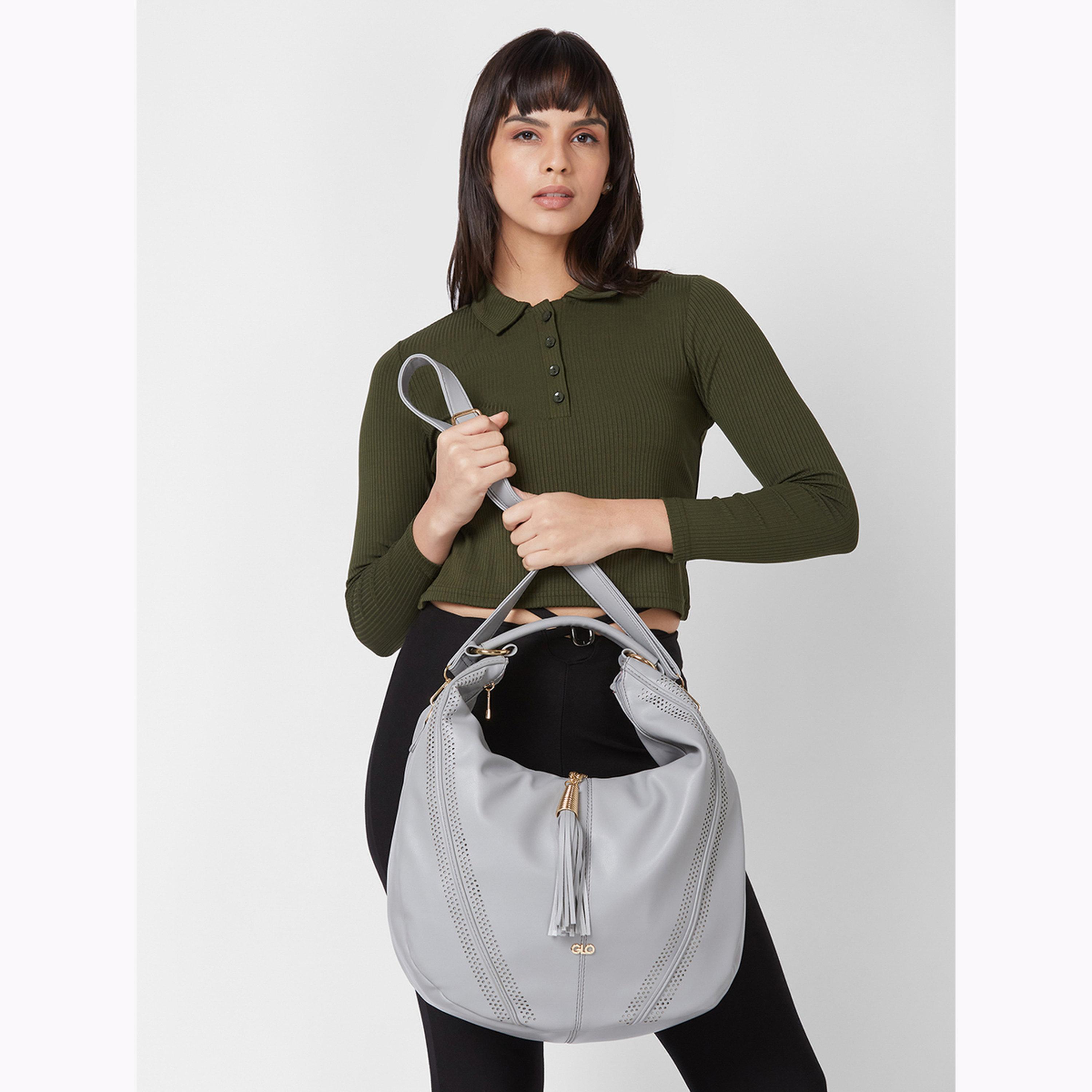 Globus X Styli Grey Solid Faux Leather Hobo Bag-women-bagsandwallets-handbags-image-2
