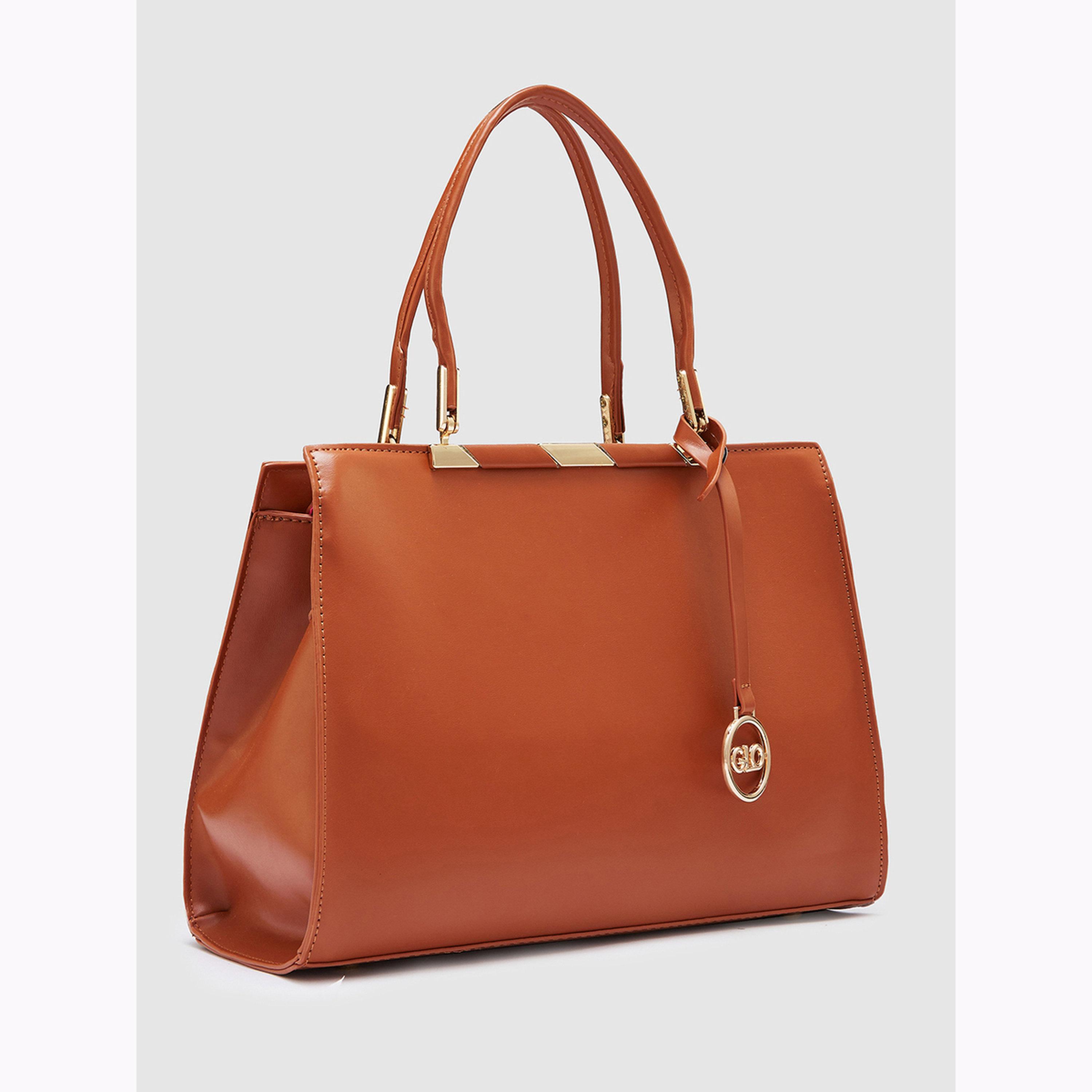 Globus X Styli Tan Solid Handbag with Zip Closure-women-bagsandwallets-handbags-image-3