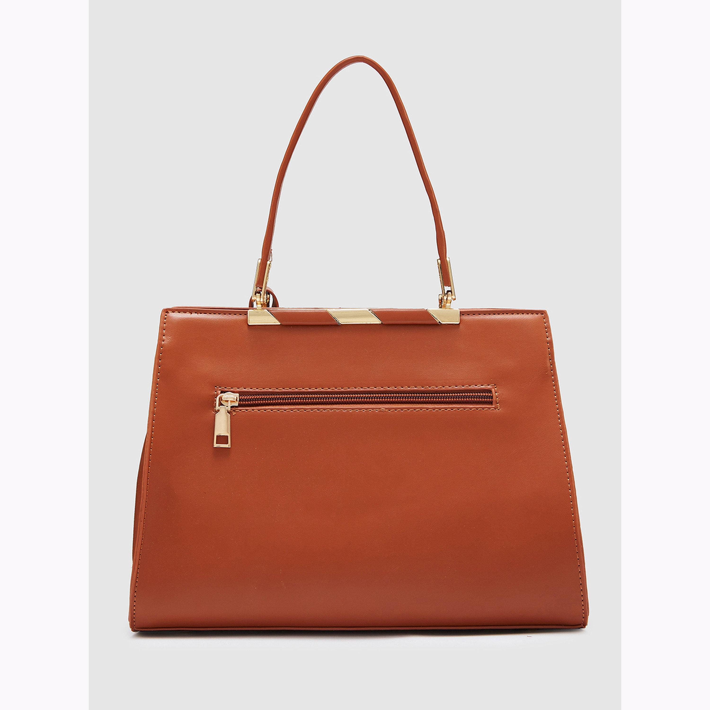 Globus X Styli Tan Solid Handbag with Zip Closure-women-bagsandwallets-handbags-image-4