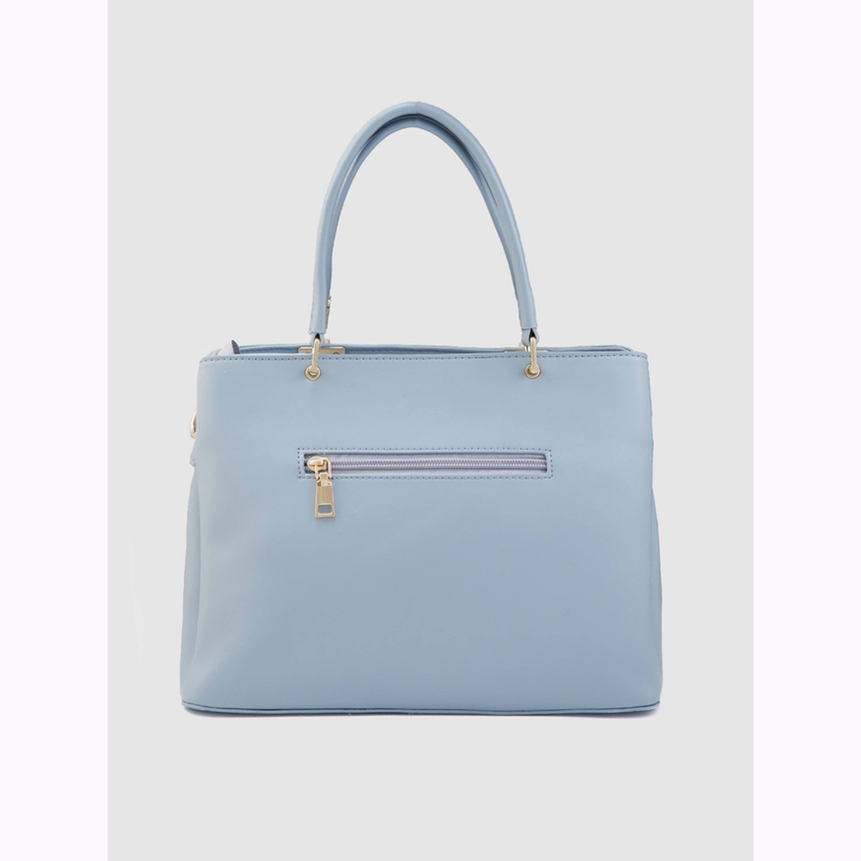 Globus X Styli Blue Color Block Handbag with Dual Handle-women-bagsandwallets-handbags-image-3