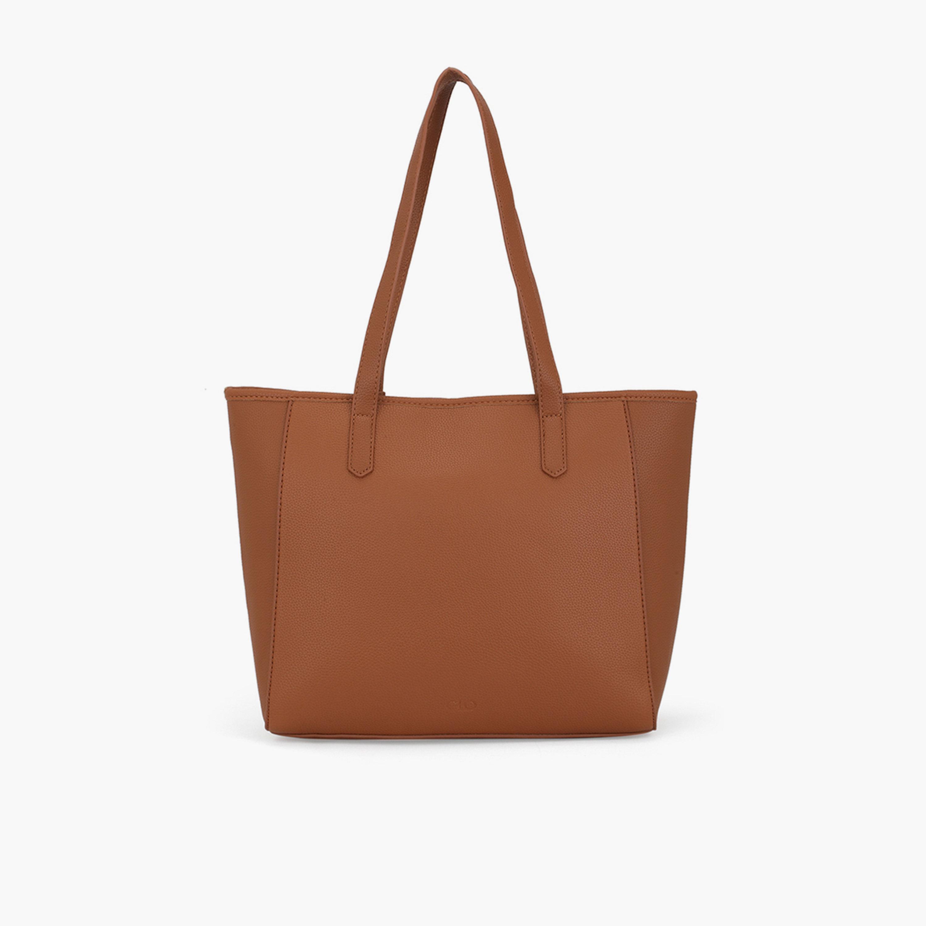 شنطة توت بتفاصيل بارزة الملمس وتفاصيل إبزيم لون تان-women-bagsandwallets-handbags-image-3