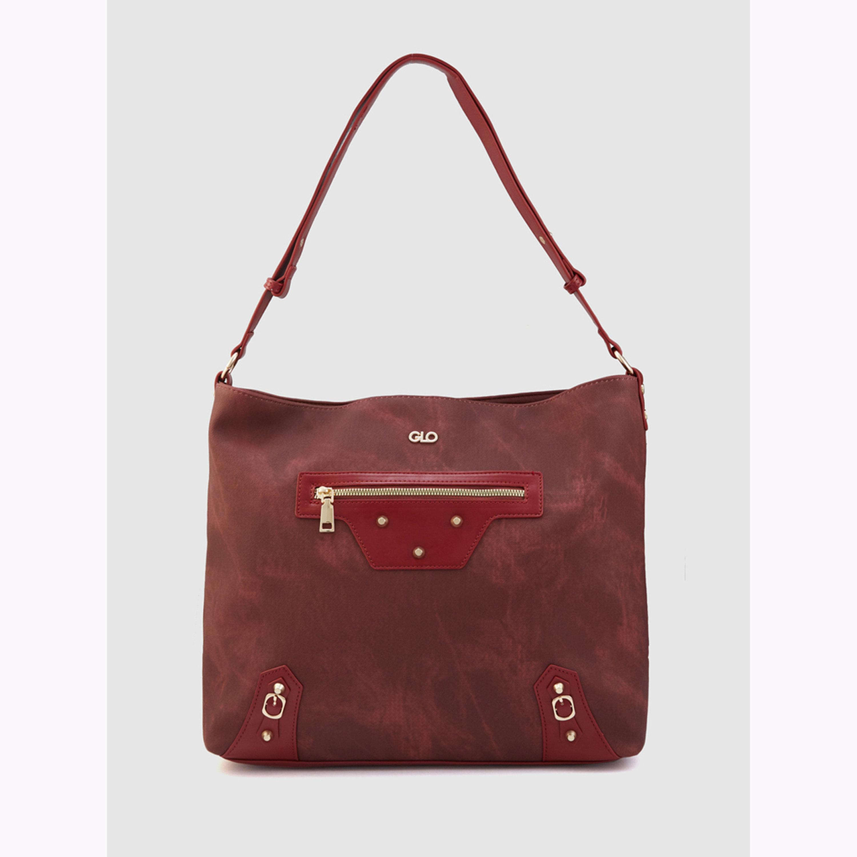 Globus X Styli Maroon Solid Tote Bag with Zip Closure-women-bagsandwallets-handbags-image-1