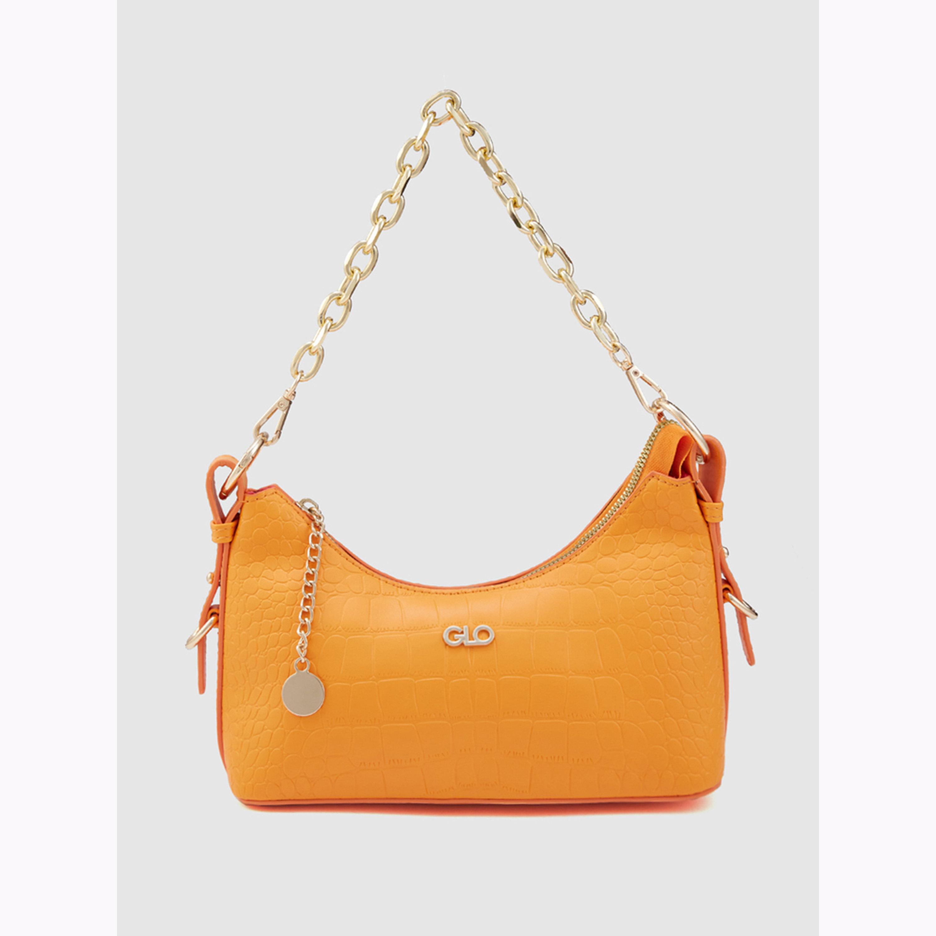 شنطة كتف بتفاصيل بارزة الملمس لون برتقالي-women-bagsandwallets-handbags-image-1