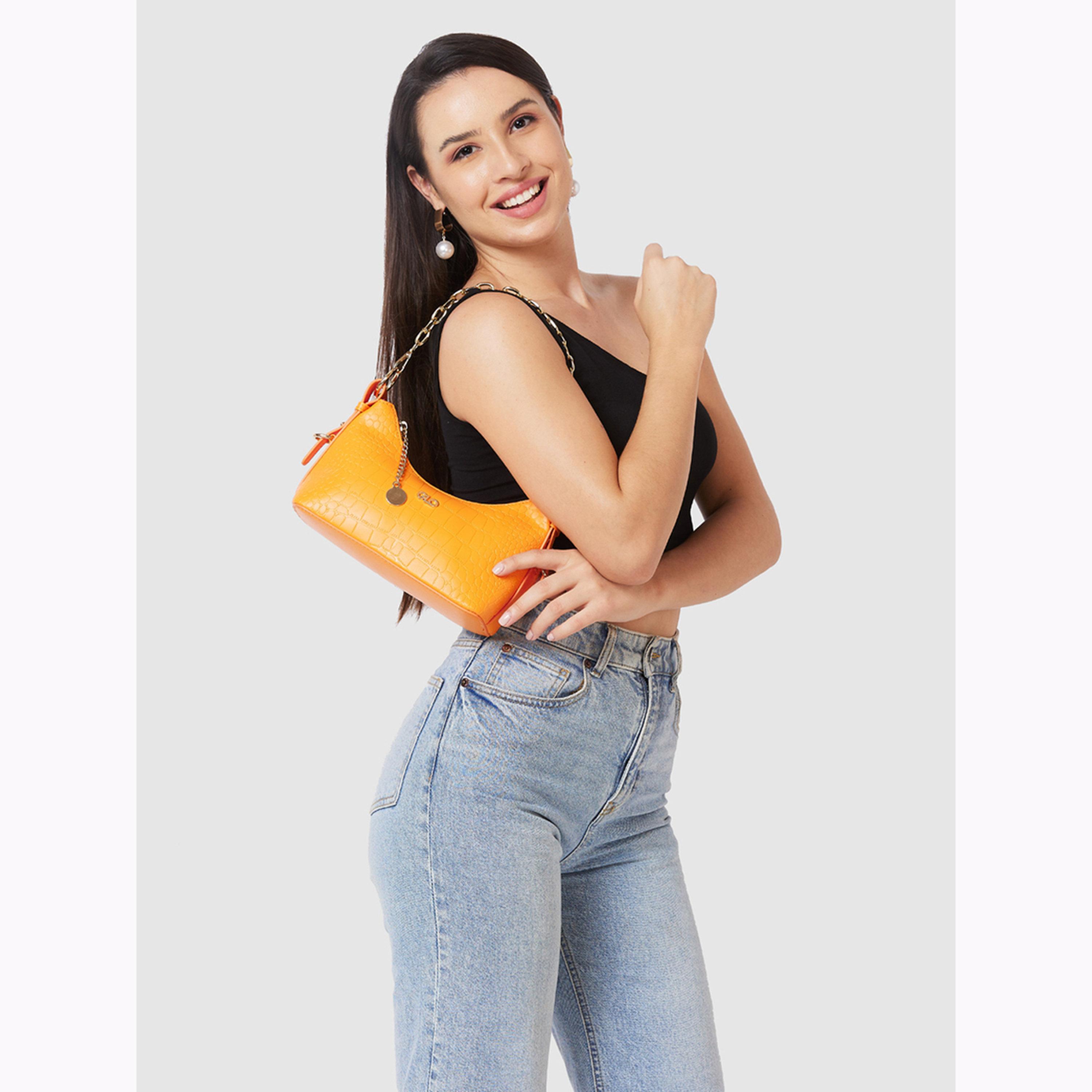 شنطة كتف بتفاصيل بارزة الملمس لون برتقالي-women-bagsandwallets-handbags-image-2