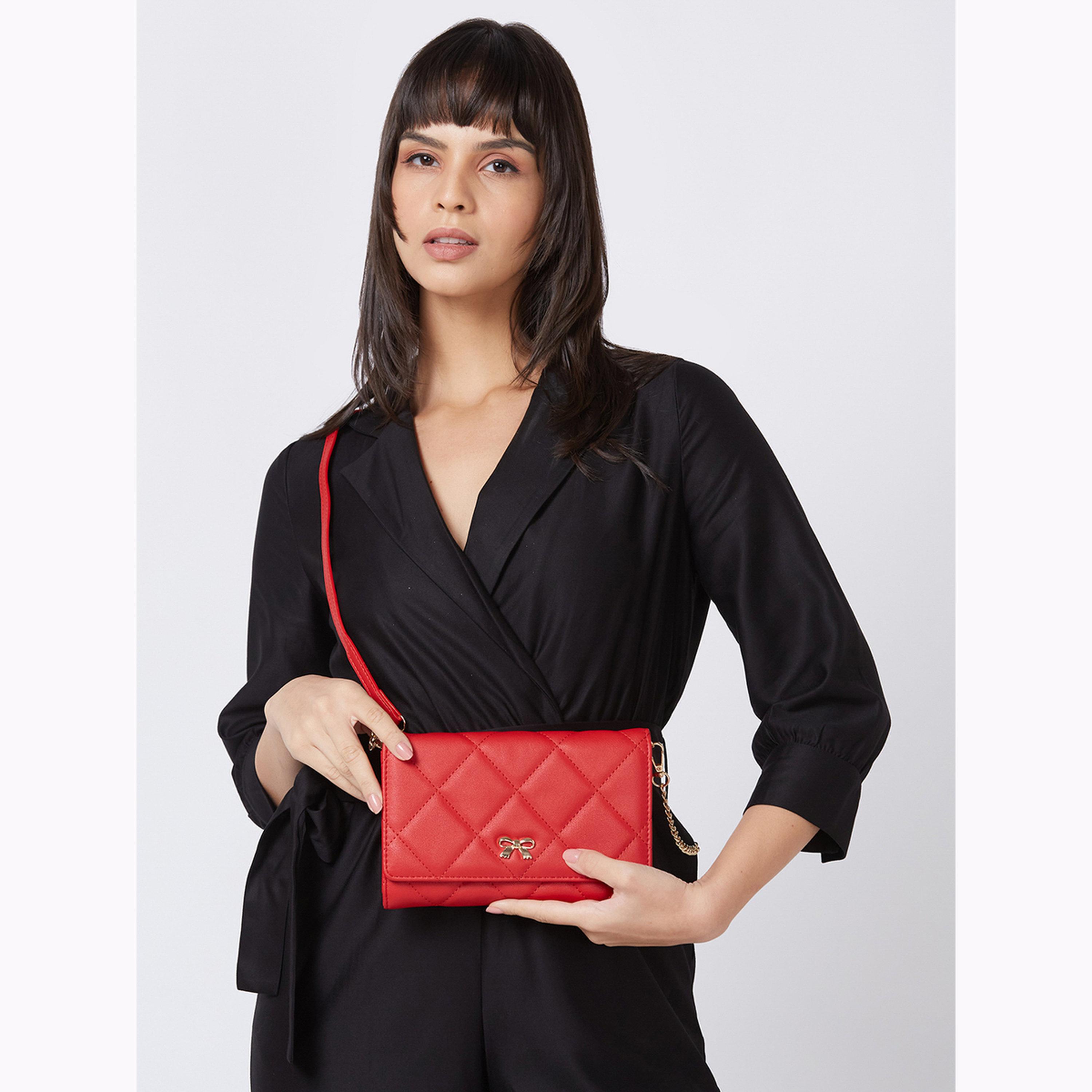 Globus X Styli Red Textured Faux Leather Pouch-women-bagsandwallets-wallets-image-2