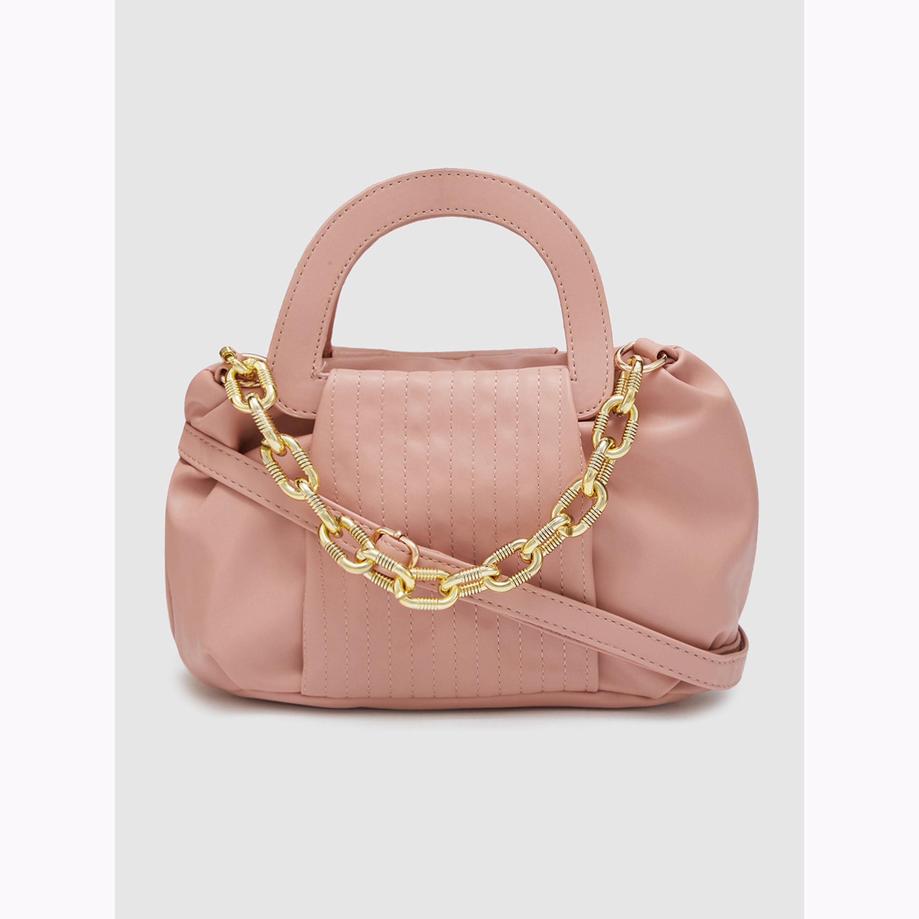 Globus X Styli Pink Textured Handbag with Chain Detail-women-bagsandwallets-handbags-image-1