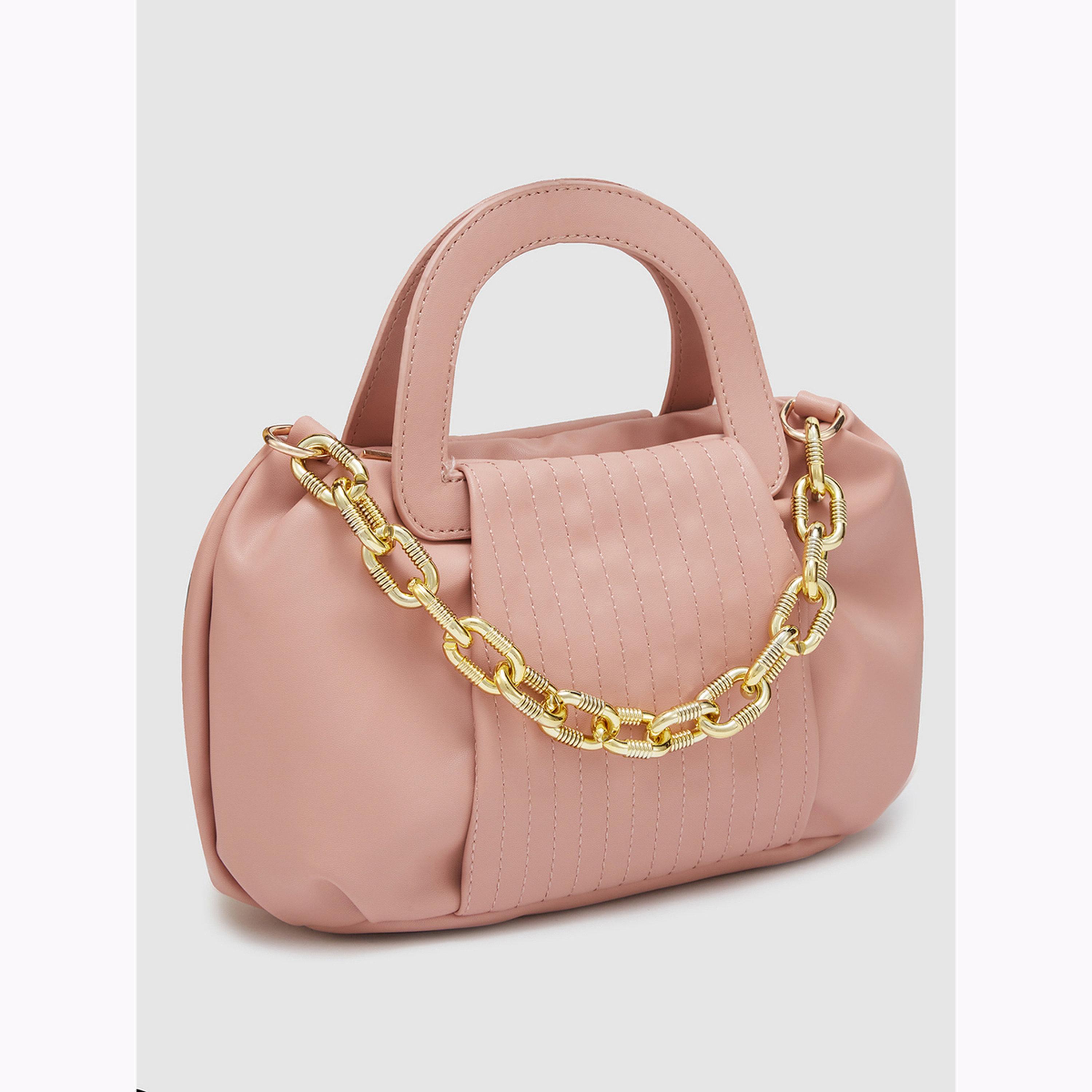 Globus X Styli Pink Textured Handbag with Chain Detail-women-bagsandwallets-handbags-image-3