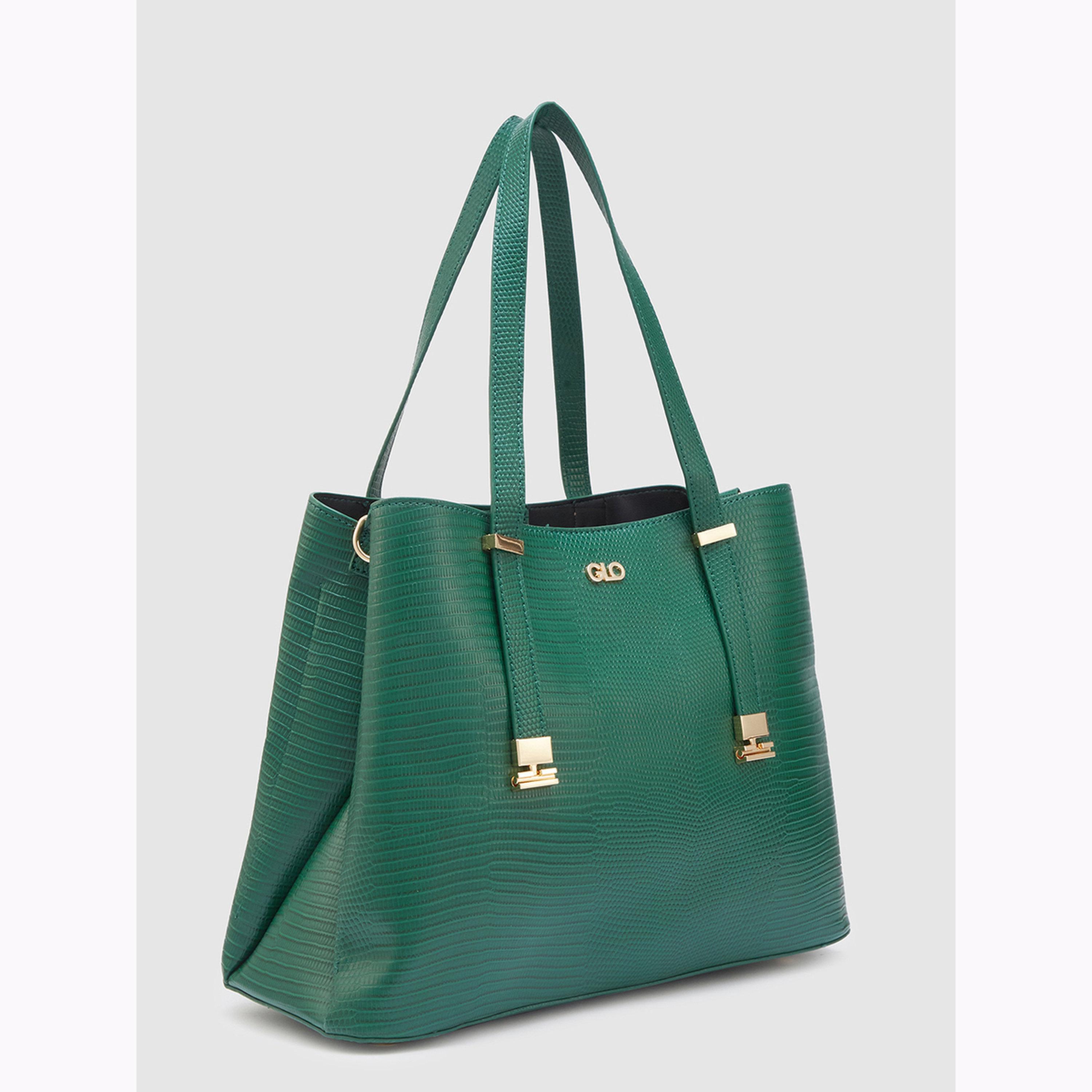 شنطة يد بتفاصيل بارزة الملمس وسحاب إغلاق لون أخضر-women-bagsandwallets-handbags-image-3