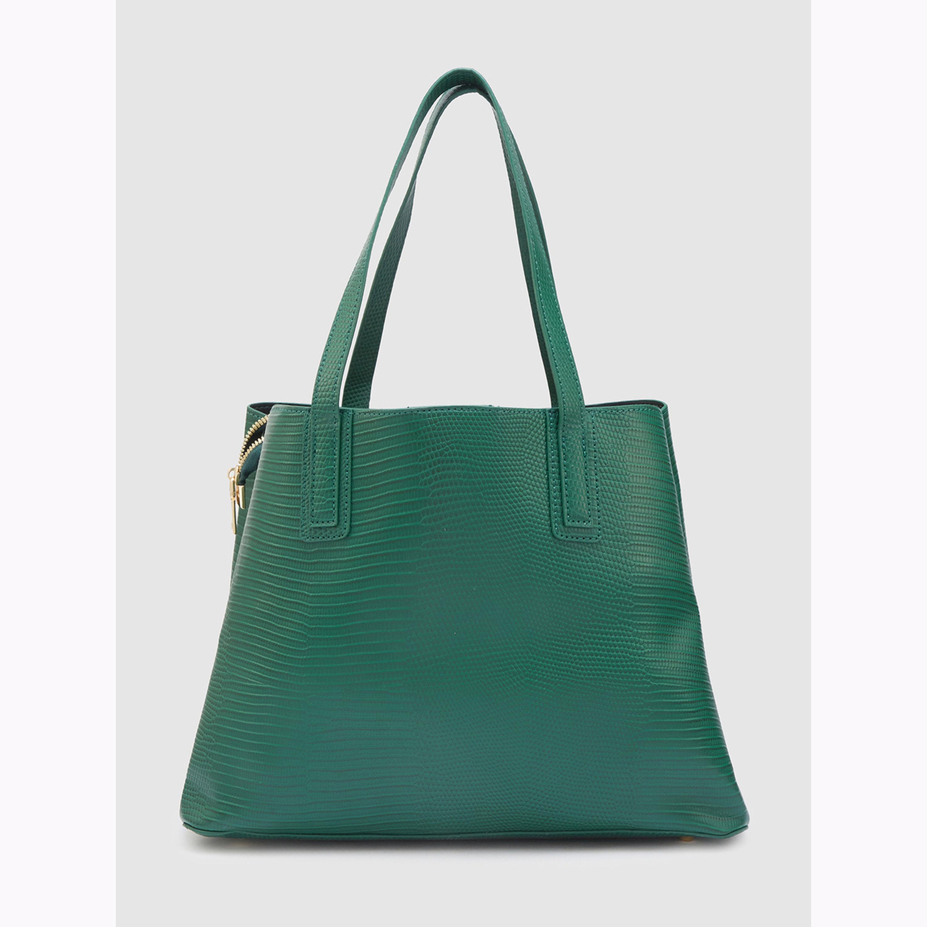 شنطة يد بتفاصيل بارزة الملمس وسحاب إغلاق لون أخضر-women-bagsandwallets-handbags-image-4