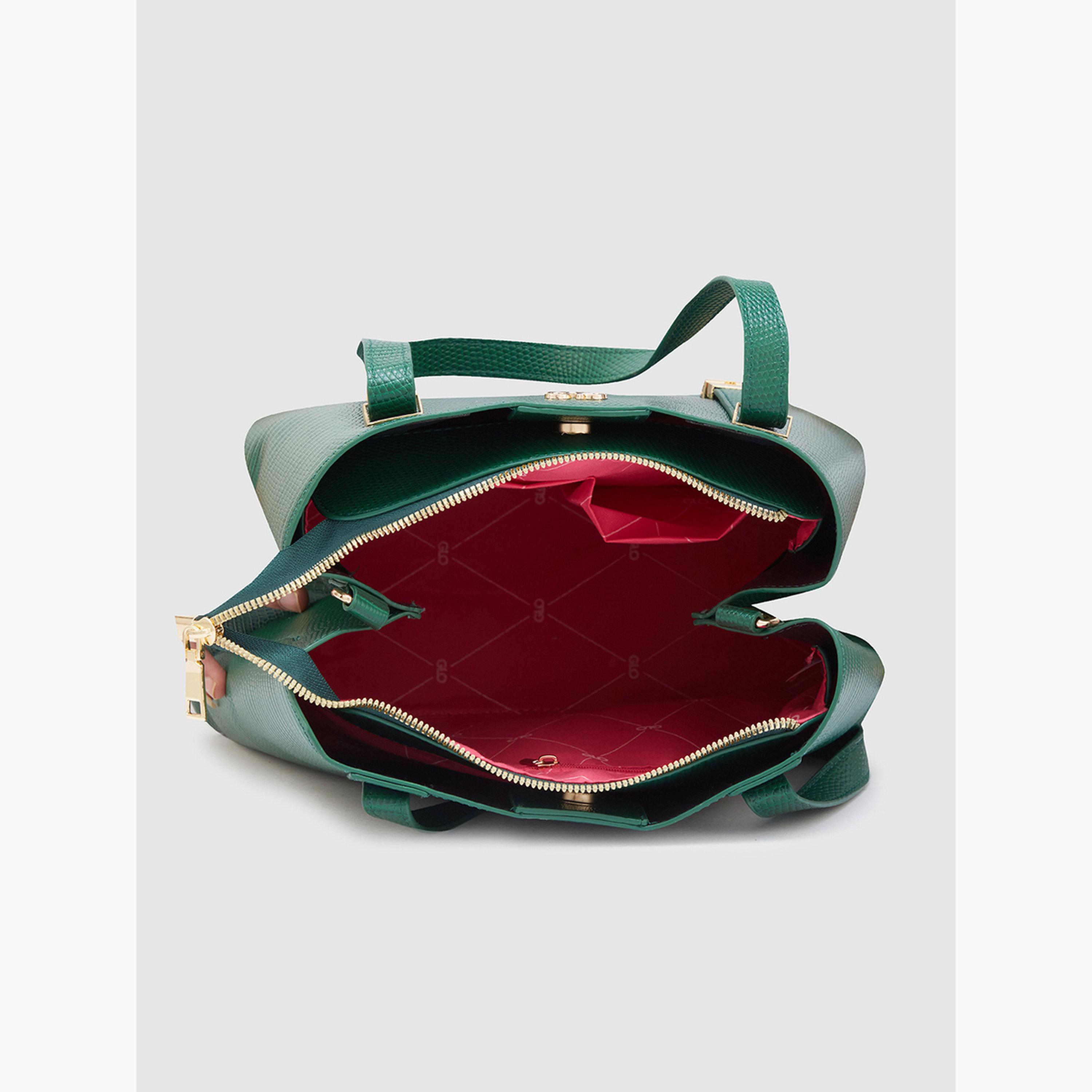 شنطة يد بتفاصيل بارزة الملمس وسحاب إغلاق لون أخضر-women-bagsandwallets-handbags-image-5