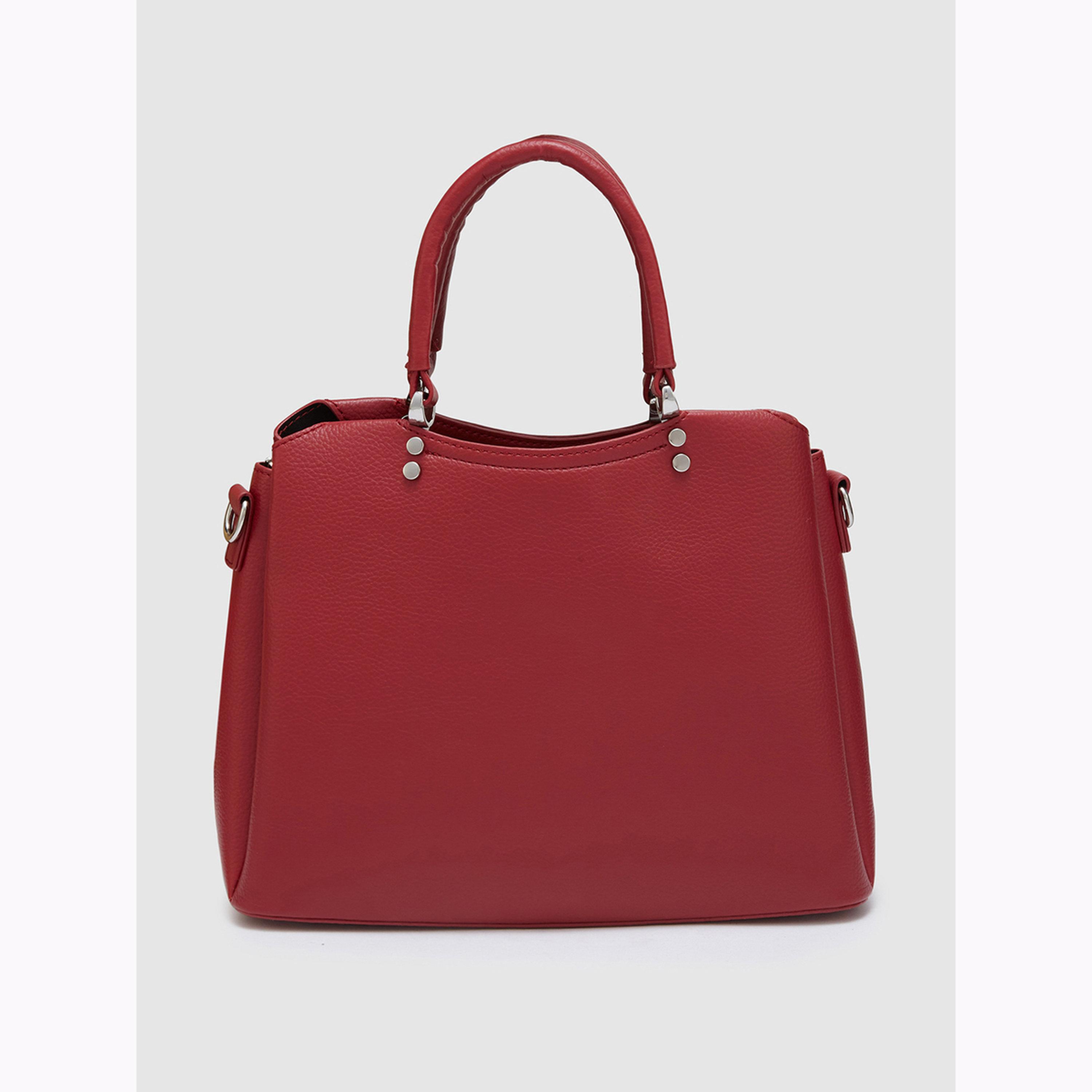 Globus X Styli Red Textured Handbag with Dual Handle-women-bagsandwallets-handbags-image-3
