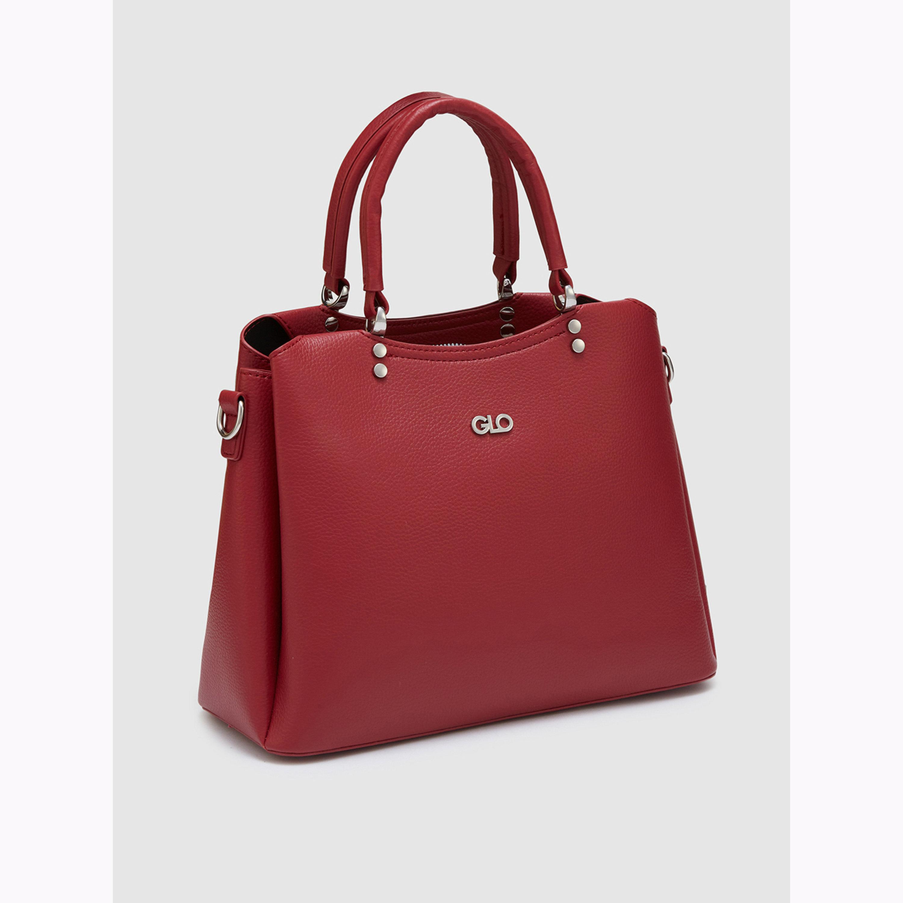 Globus X Styli Red Textured Handbag with Dual Handle-women-bagsandwallets-handbags-image-4