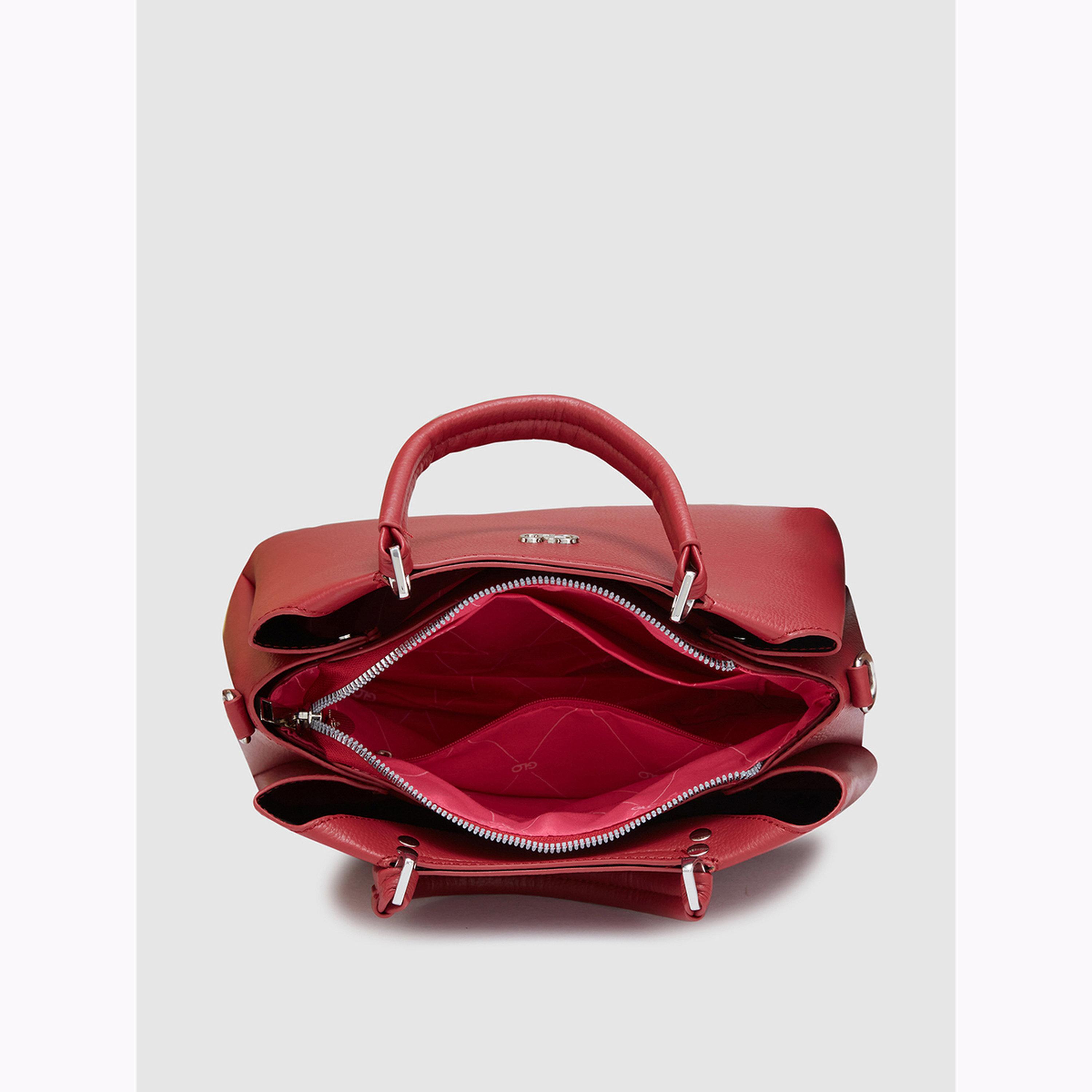 Globus X Styli Red Textured Handbag with Dual Handle-women-bagsandwallets-handbags-image-5