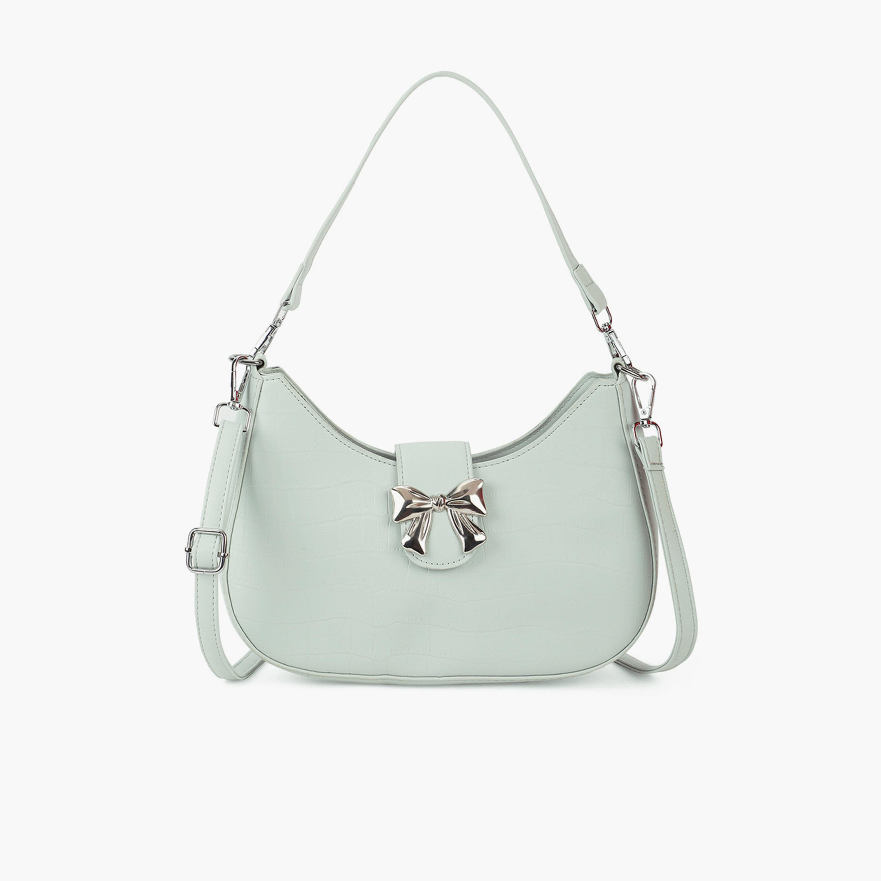 شنطة كتف بتفاصيل بارزة الملمس وحمالة قابلة للفصل لون أزرق-women-bagsandwallets-handbags-image-1