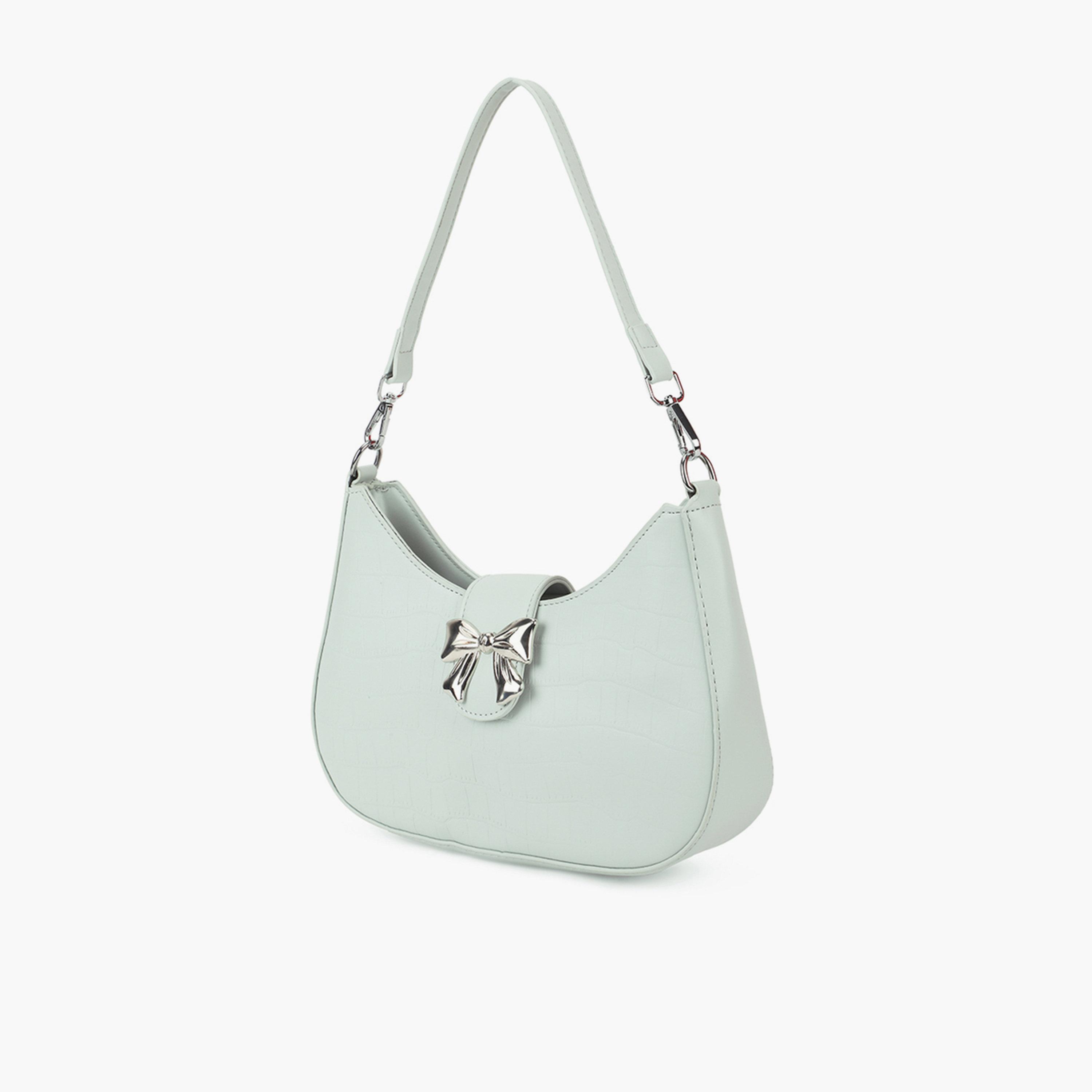 شنطة كتف بتفاصيل بارزة الملمس وحمالة قابلة للفصل لون أزرق-women-bagsandwallets-handbags-image-2