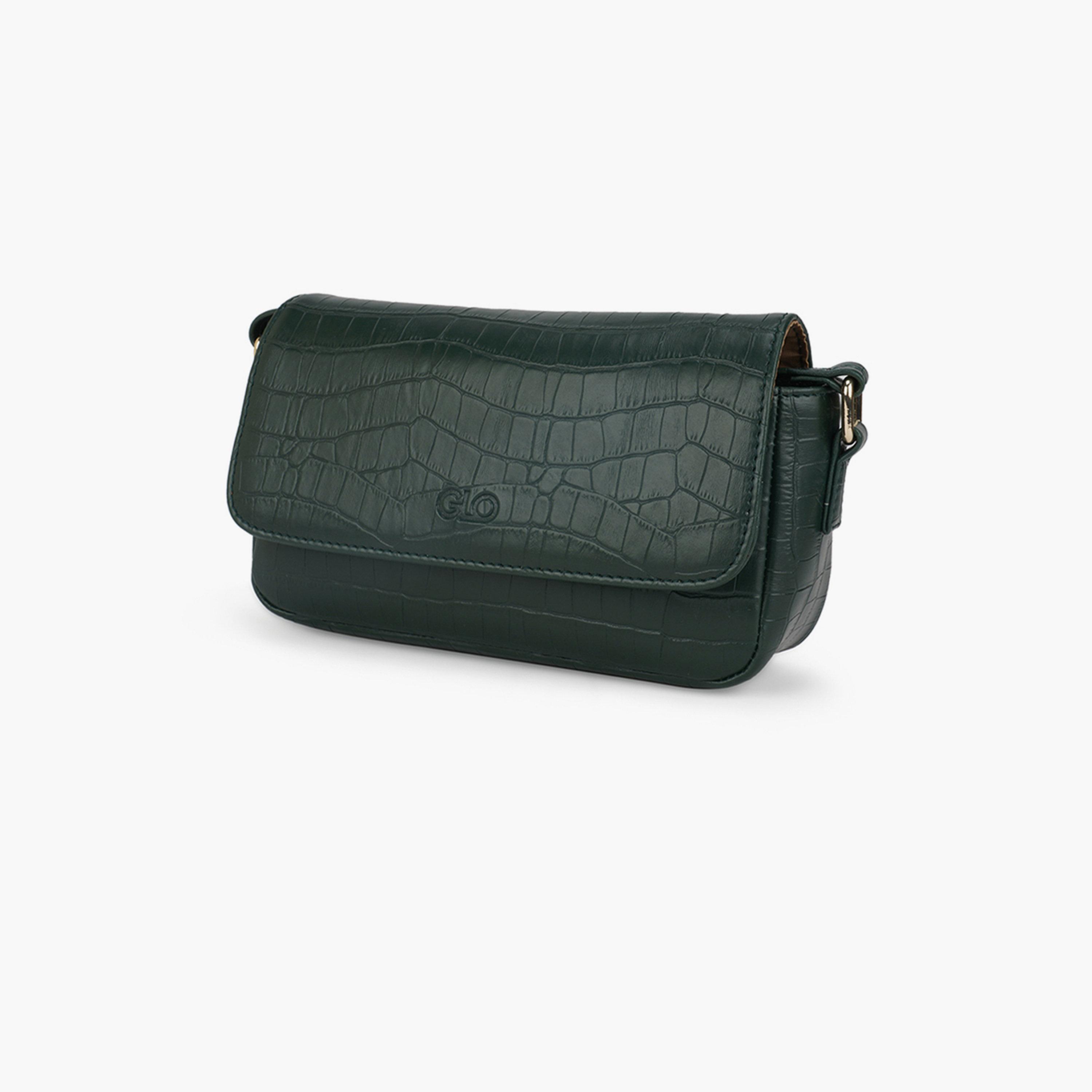 Globus X Styli Green Croc Skin Textured Crossbody Bag-women-bagsandwallets-handbags-image-2