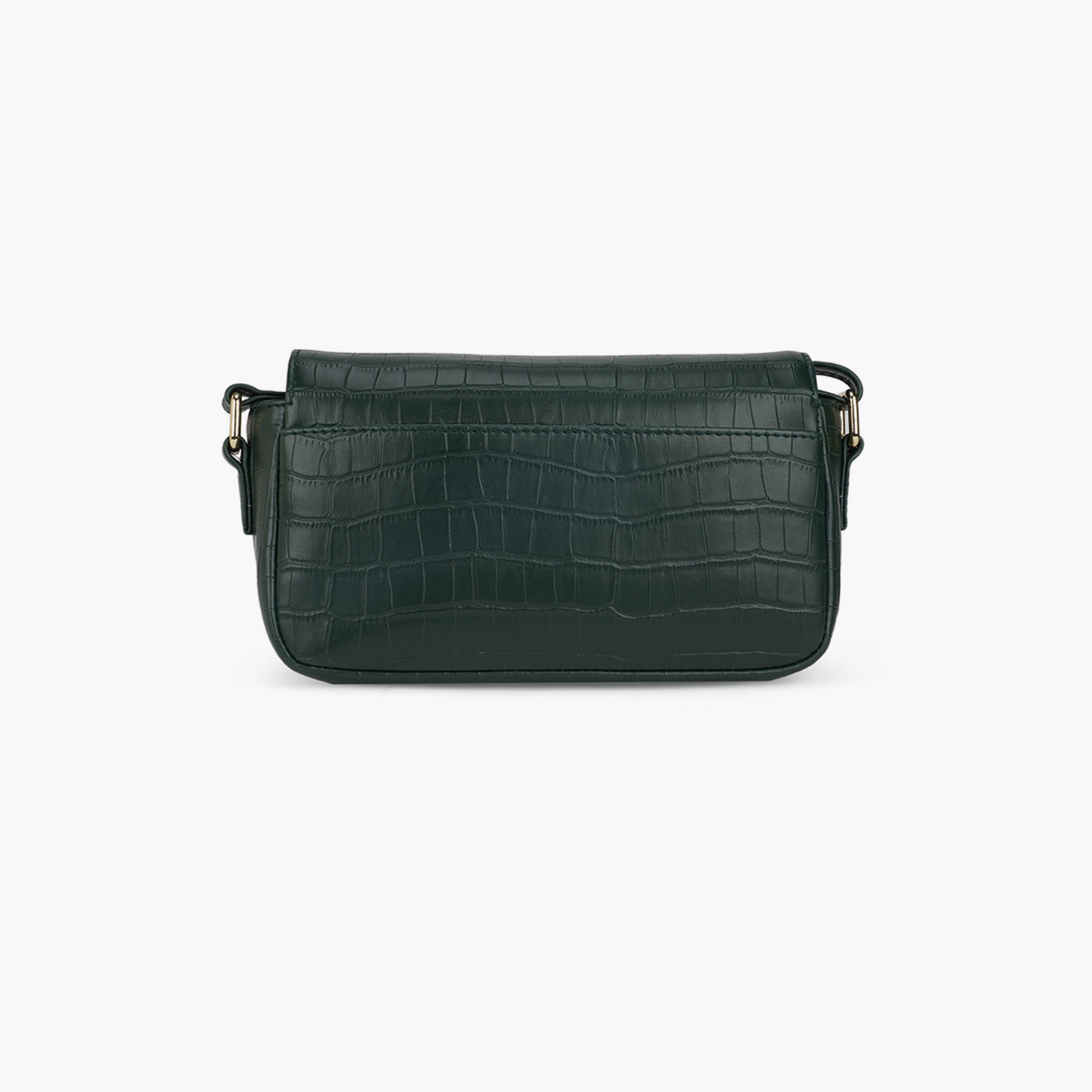 Globus X Styli Green Croc Skin Textured Crossbody Bag-women-bagsandwallets-handbags-image-3