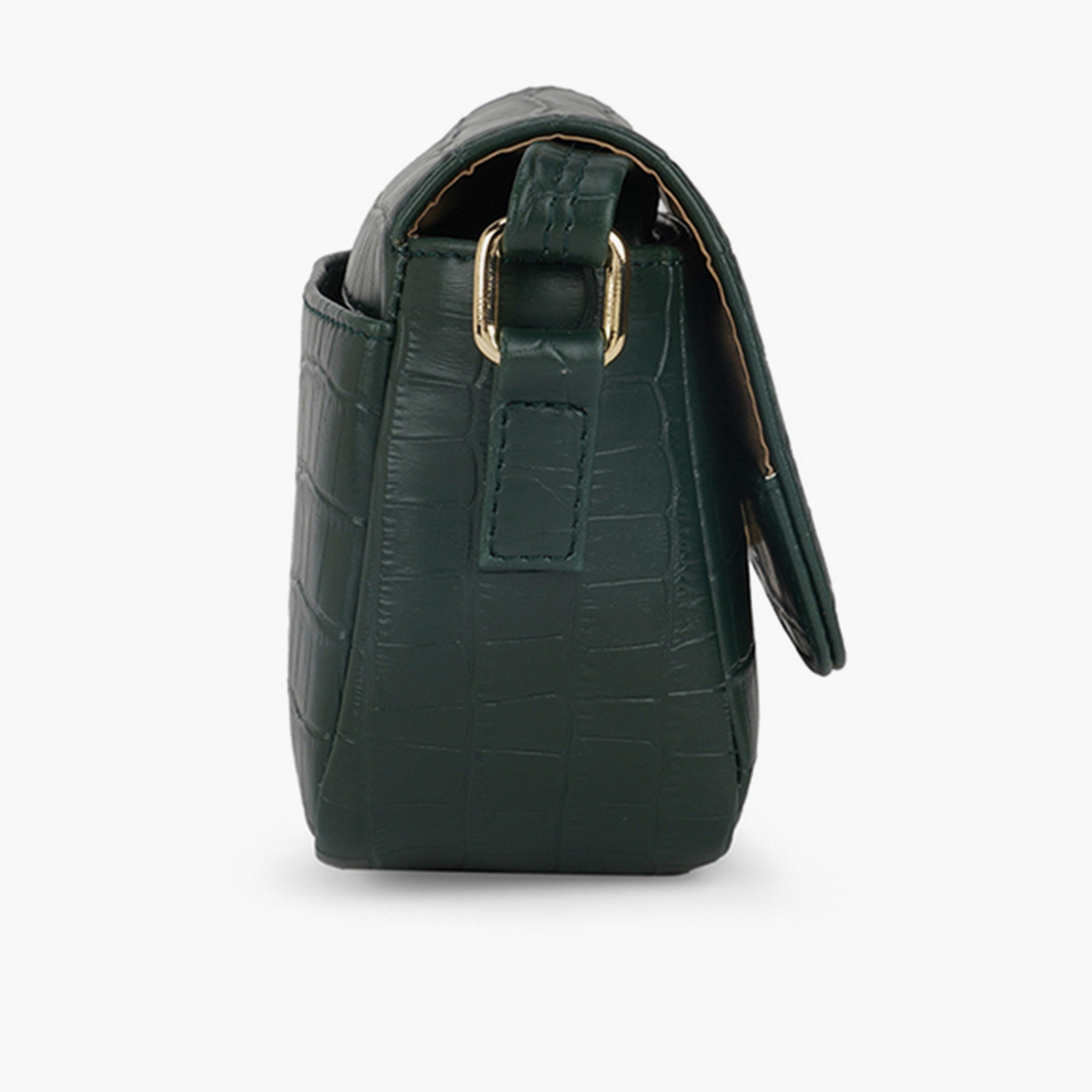 Globus X Styli Green Croc Skin Textured Crossbody Bag-women-bagsandwallets-handbags-image-4