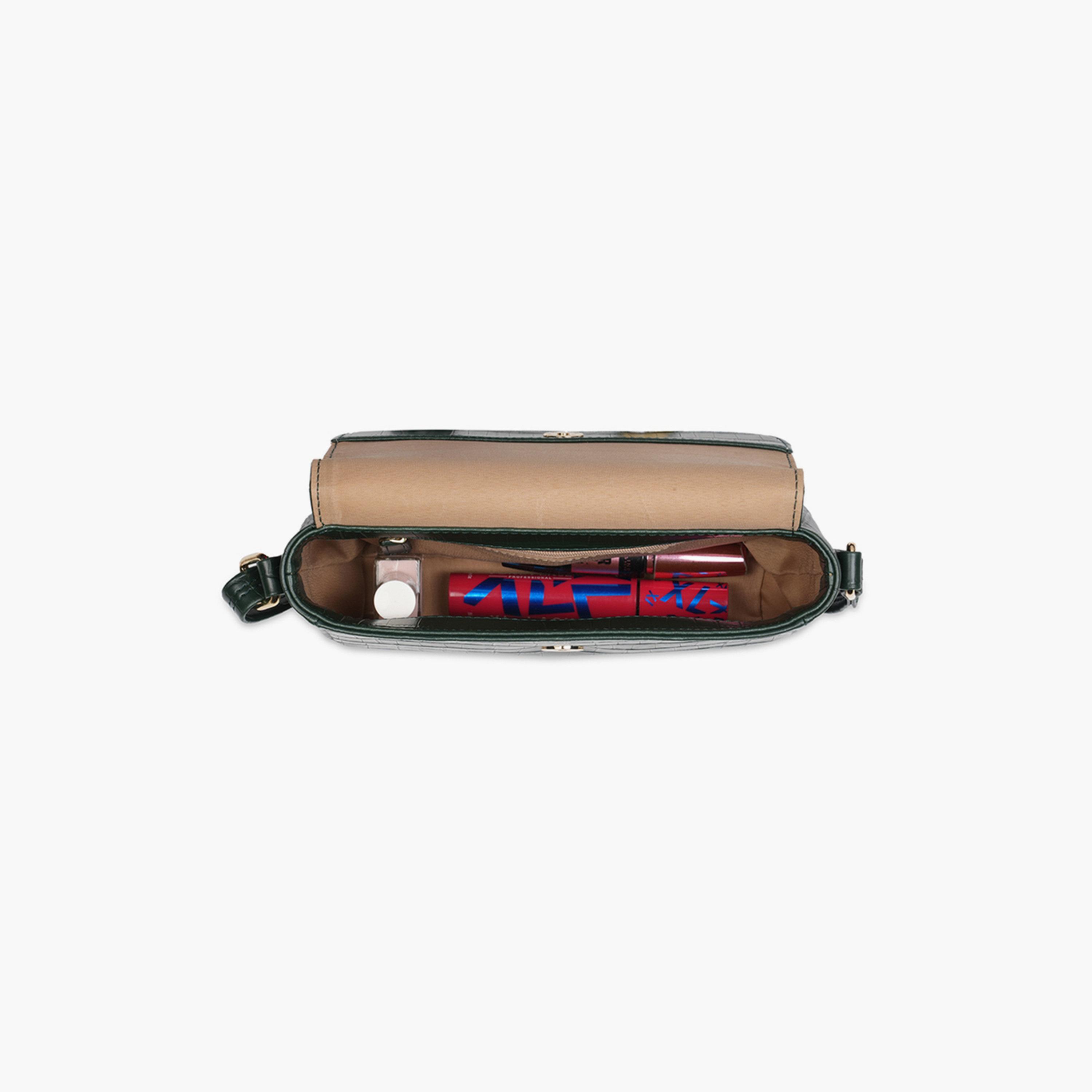 شنطة كروس بودي بتفاصيل بارزة الملمس بنمط جلد التمساح لون أخضر-women-bagsandwallets-handbags-image-5