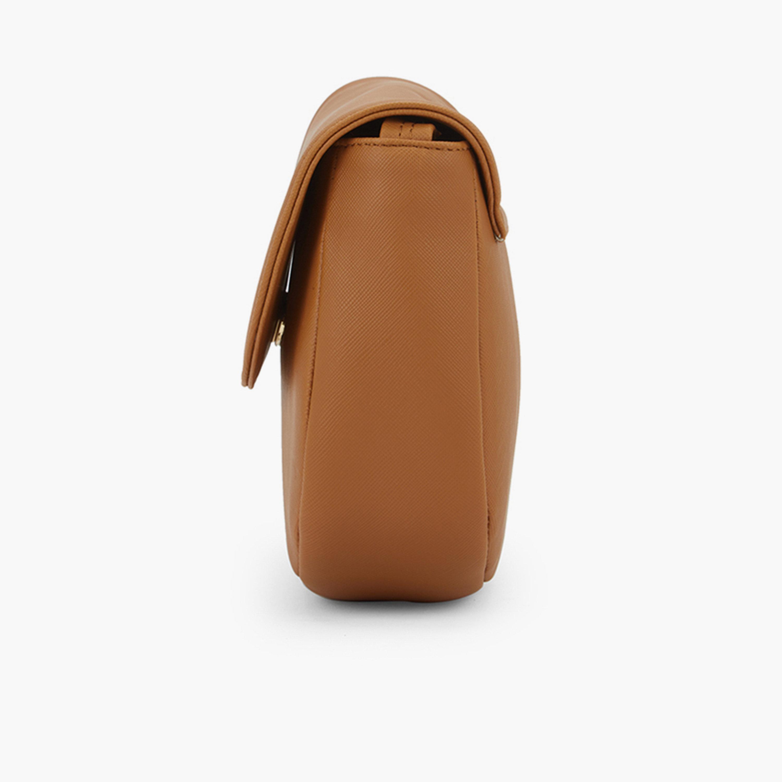 شنطة كروس بودي جلد صناعي بتفاصيل بارزة الملمس لون تان-women-bagsandwallets-handbags-image-5