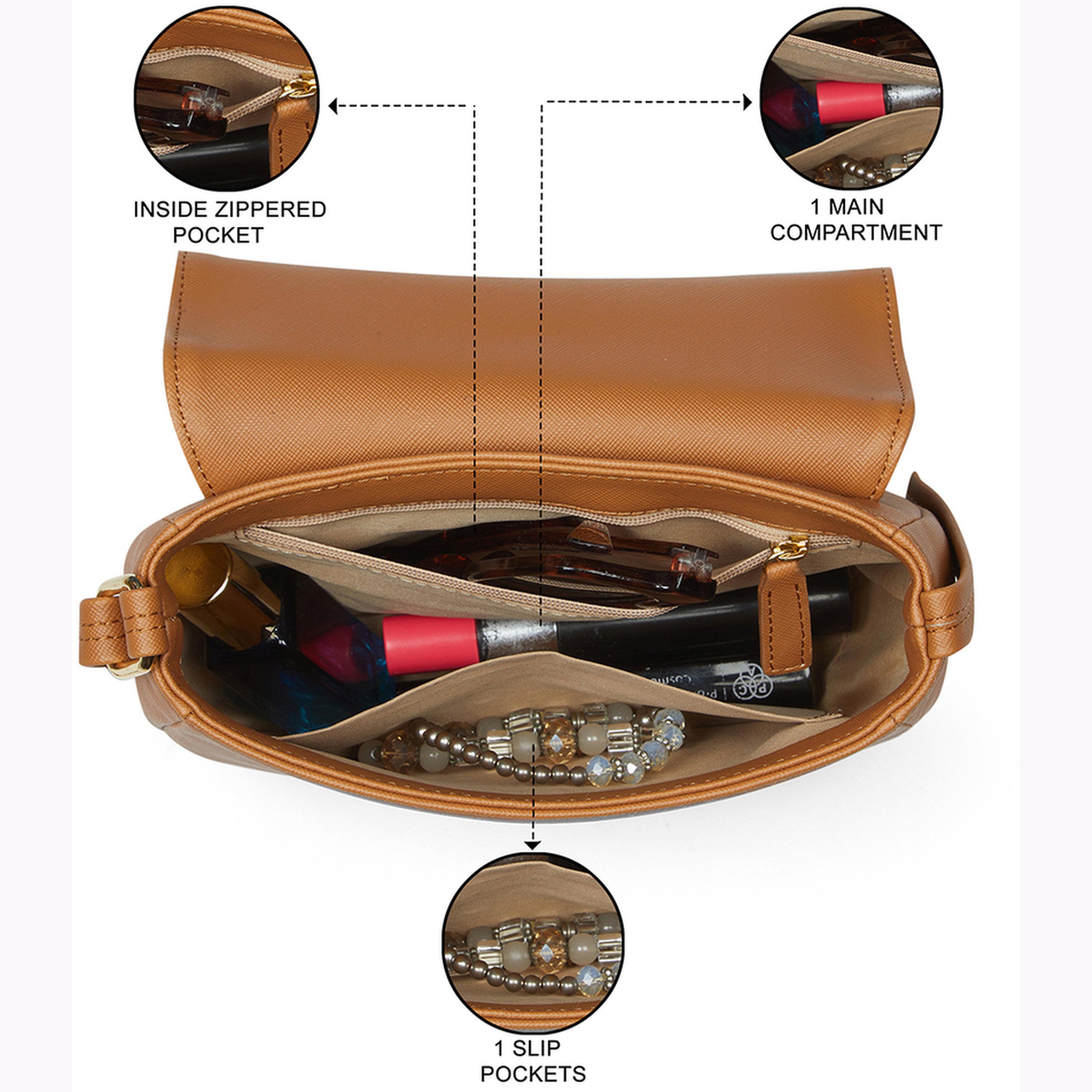 Globus X Styli Tan Faux Leather Textured Crossbody Bag-women-bagsandwallets-handbags-image-6