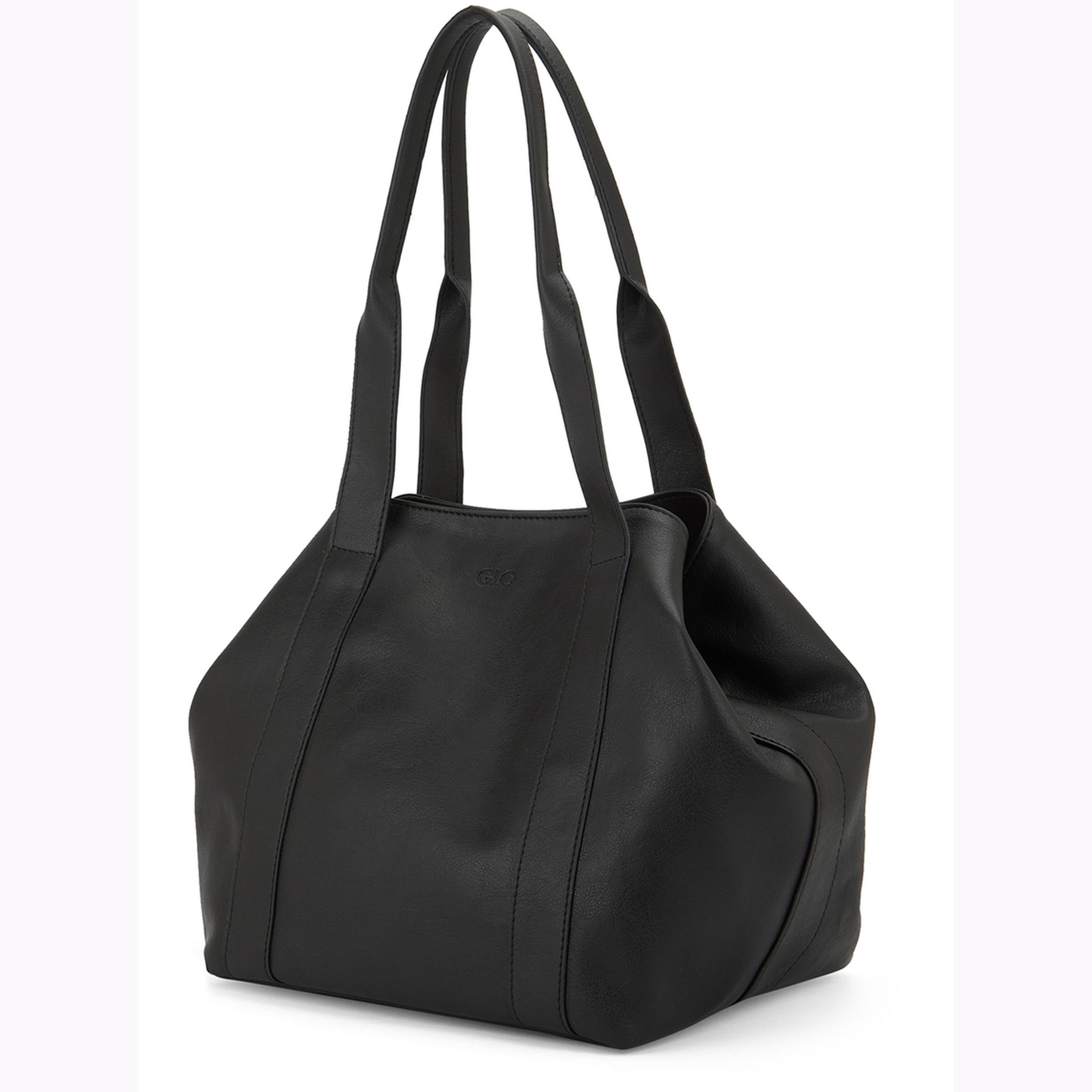 Globus X Styli Black Faux Leather Textured Shoulder Bag-women-bagsandwallets-handbags-image-3