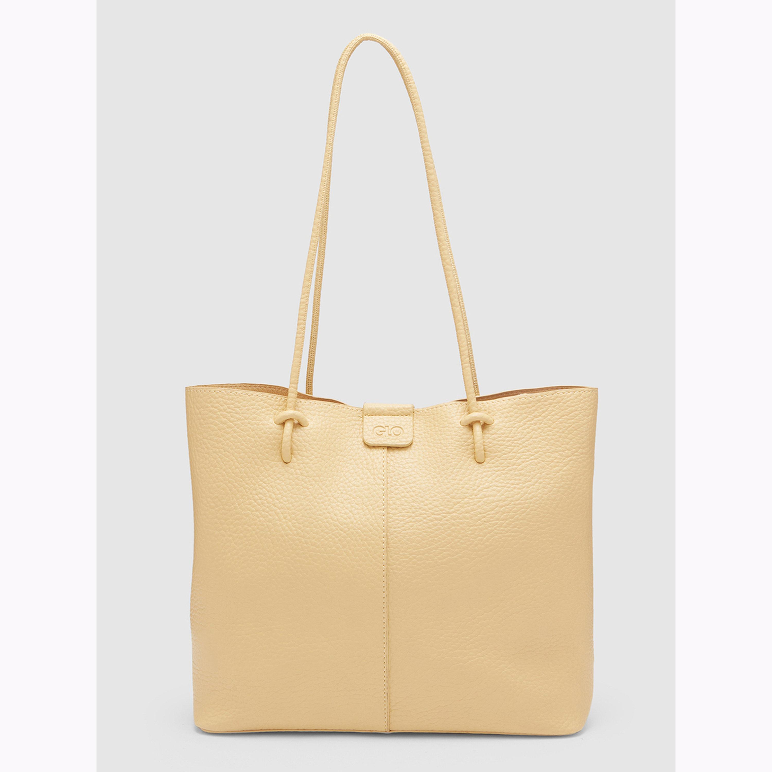Globus X Styli Mustard Textured Tote Bag with Button Closure-women-bagsandwallets-handbags-image-1