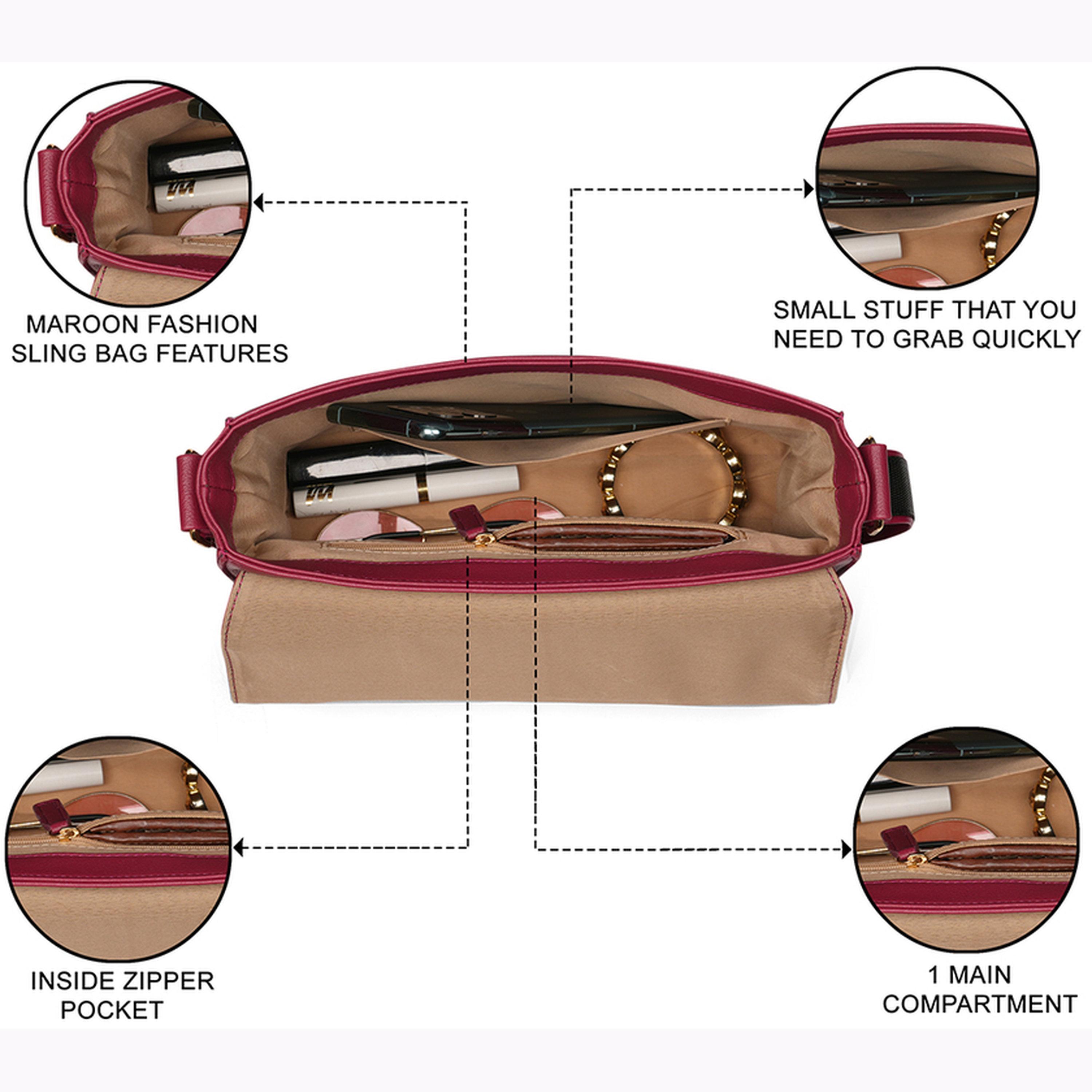 شنطة يد جلد صناعي بتفاصيل بارزة الملمس لون مارون-women-bagsandwallets-handbags-image-6