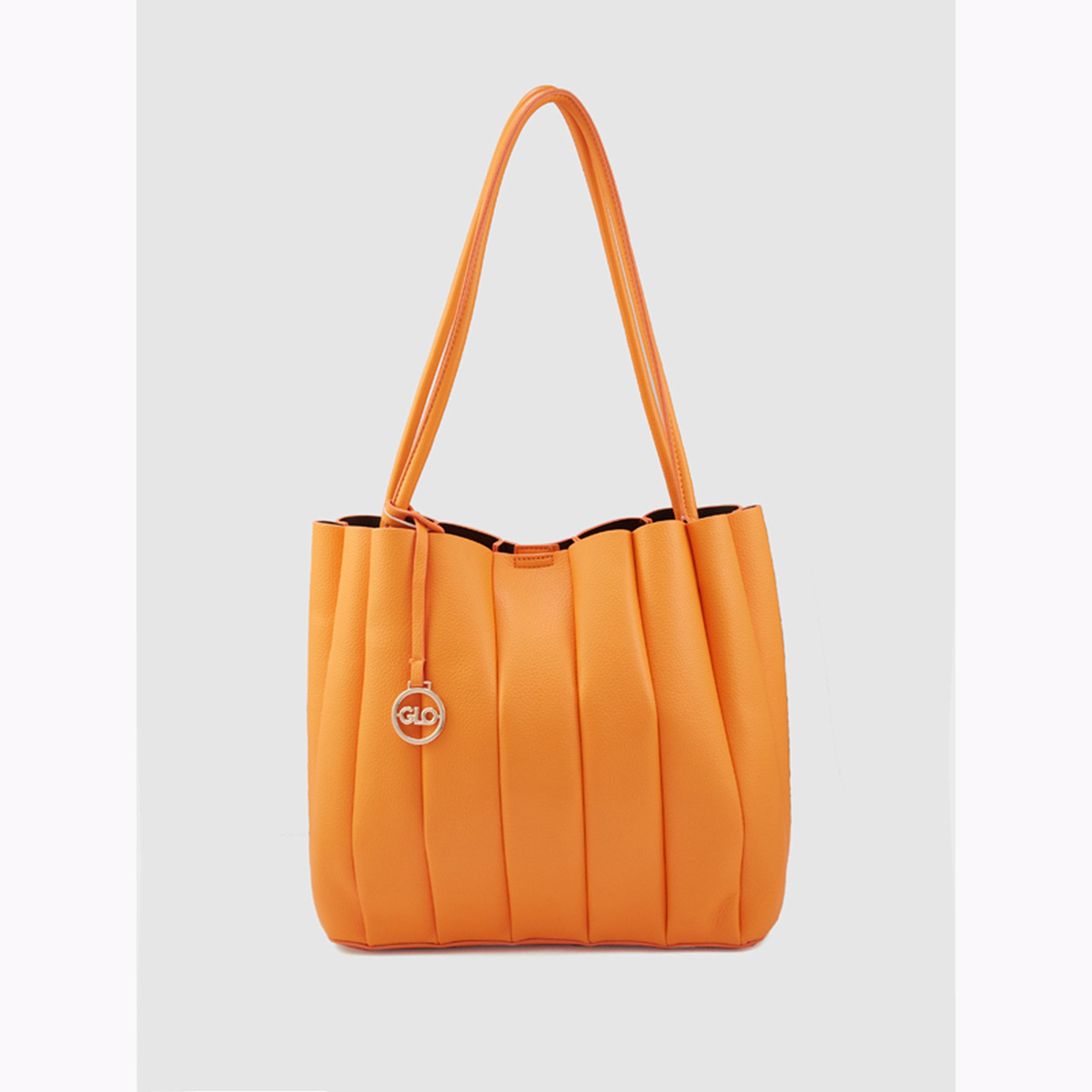 شنطة كتف مبطنة بتفاصيل بارزة الملمس لون برتقالي-women-bagsandwallets-handbags-image-1