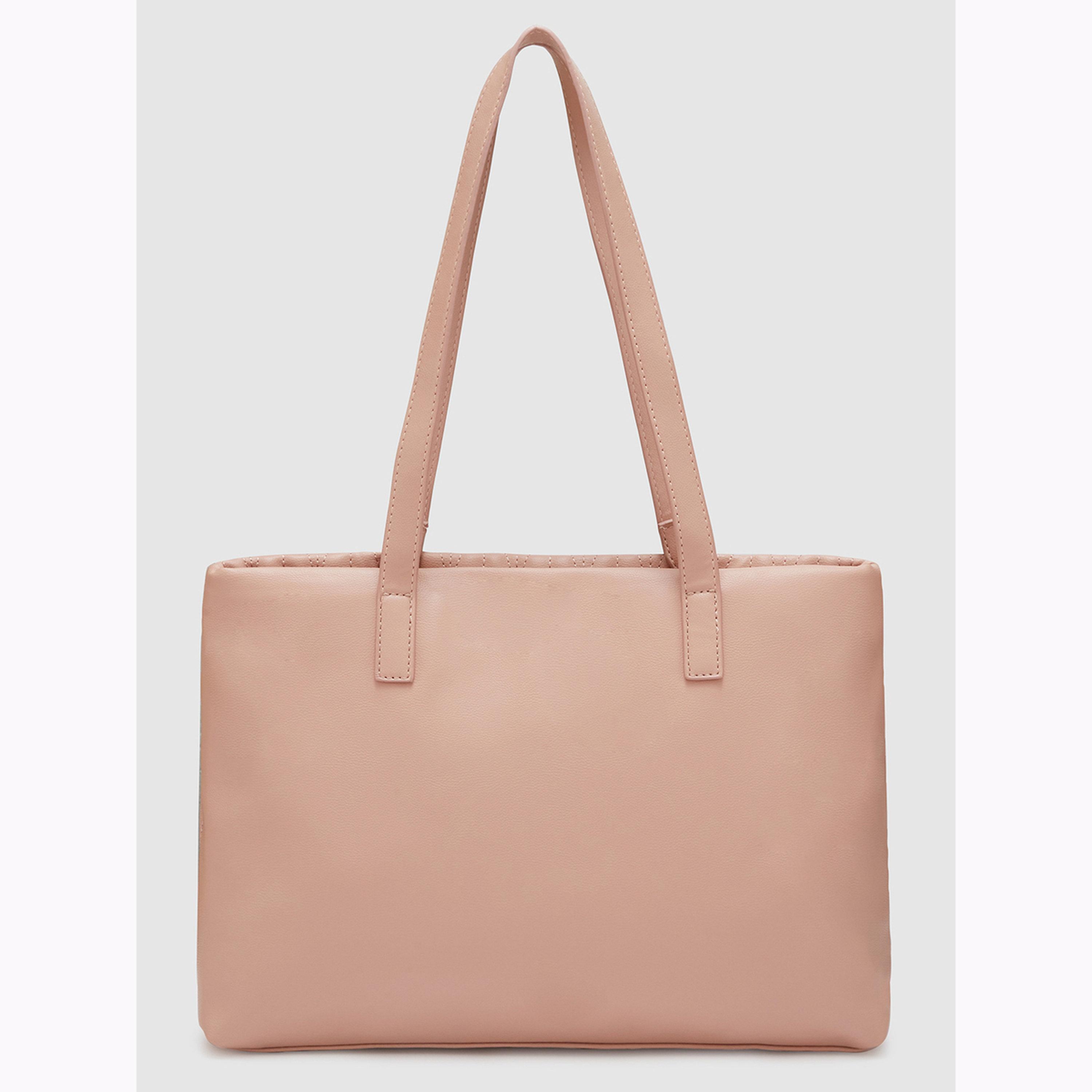 شنطة توت بتفاصيل بارزة الملمس وسحاب إغلاق لون نيود-women-bagsandwallets-handbags-image-3