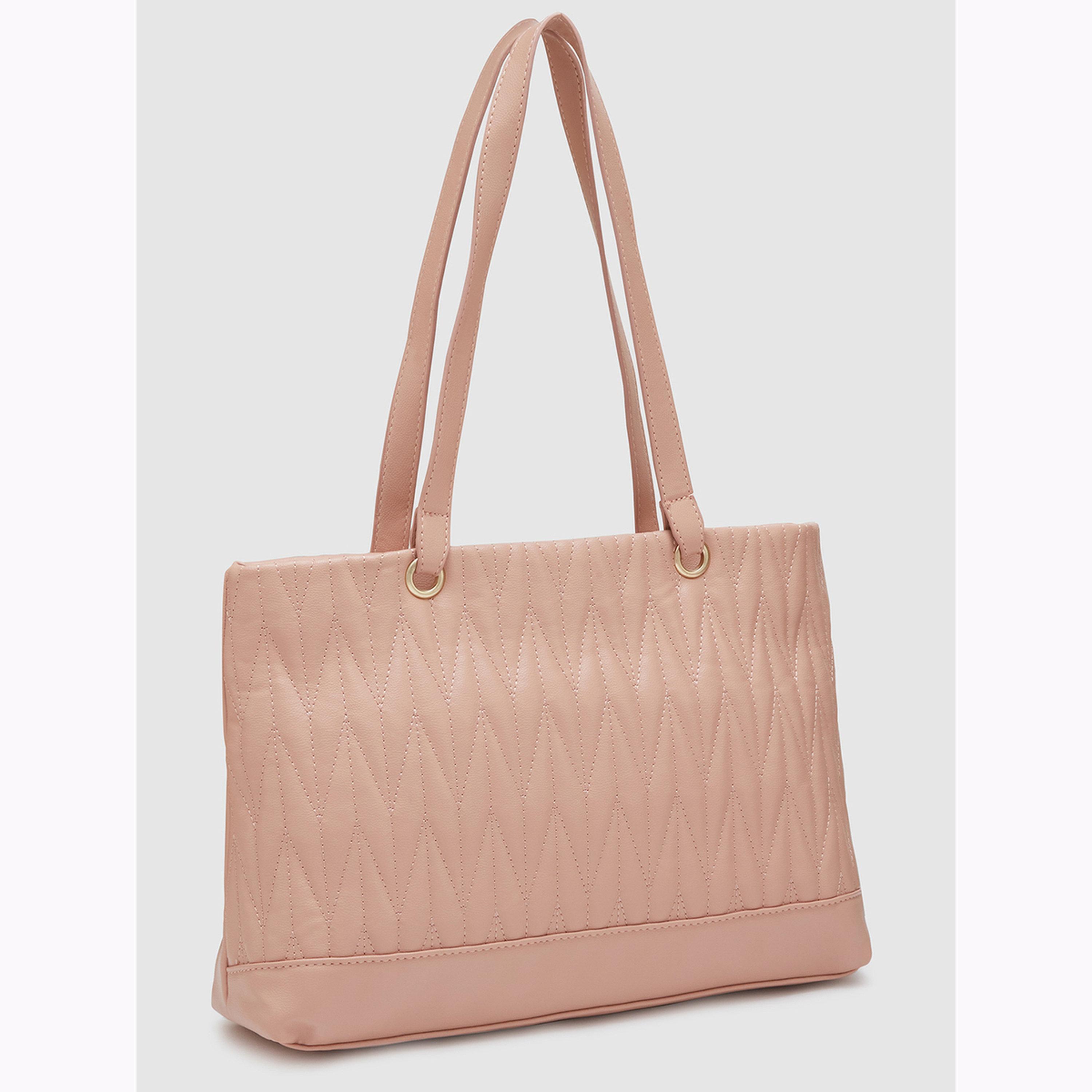Globus X Styli Nude Textured Tote Bag with Zip Closure-women-bagsandwallets-handbags-image-4