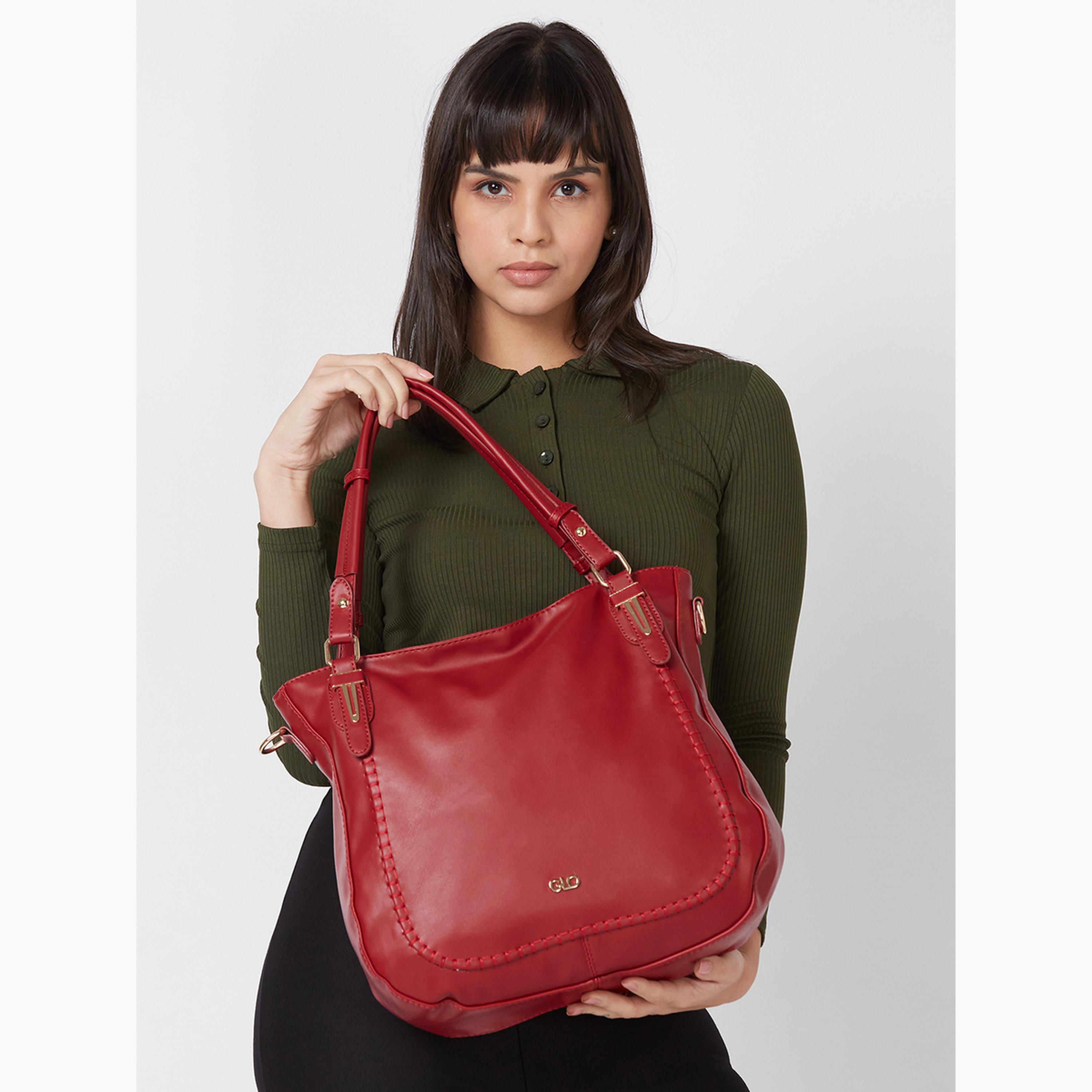 Globus X Styli Maroon Solid Faux Leather Hobo Bag-women-bagsandwallets-handbags-image-2