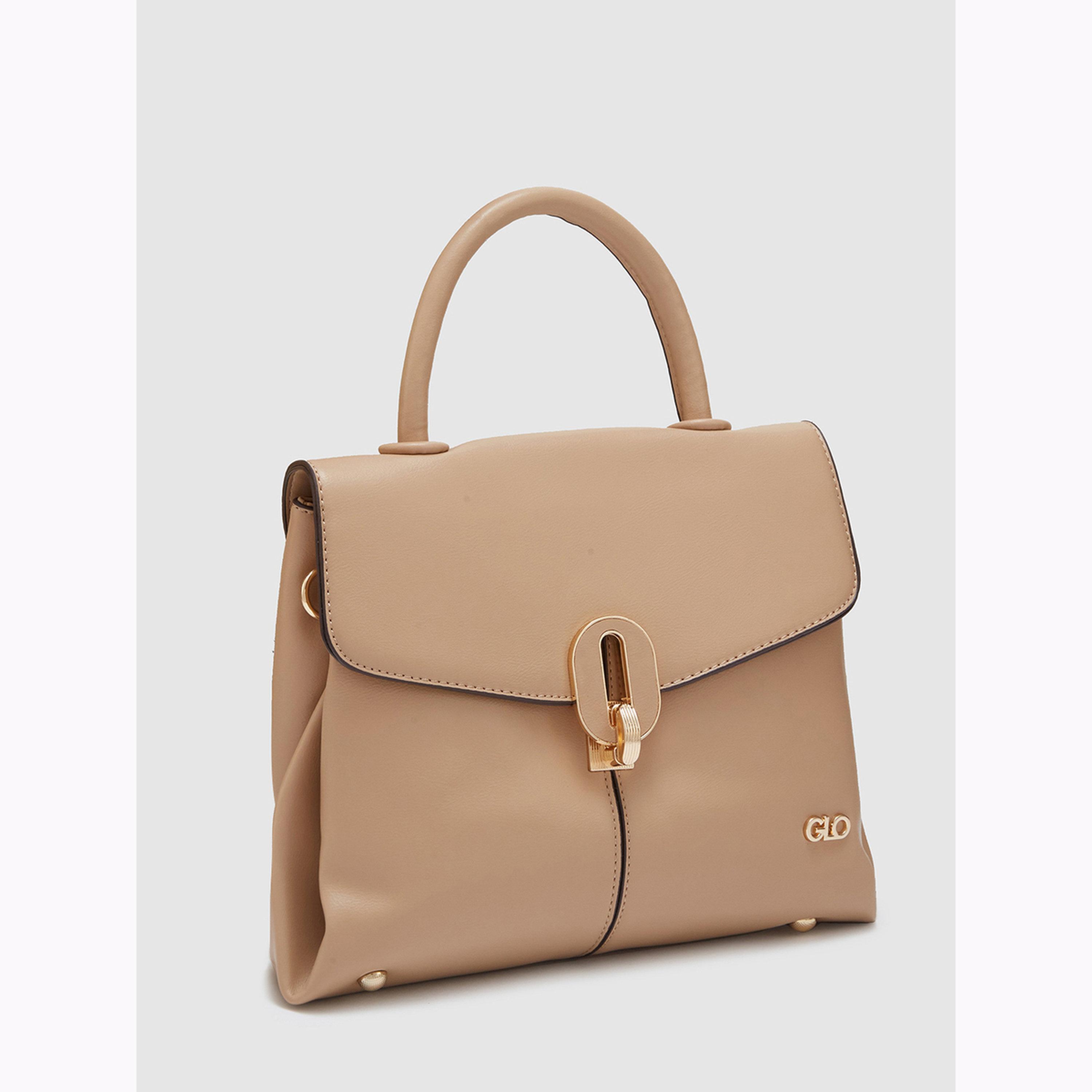 شنطة يد سادة بمقبض علوي لون كاكي-women-bagsandwallets-handbags-image-3