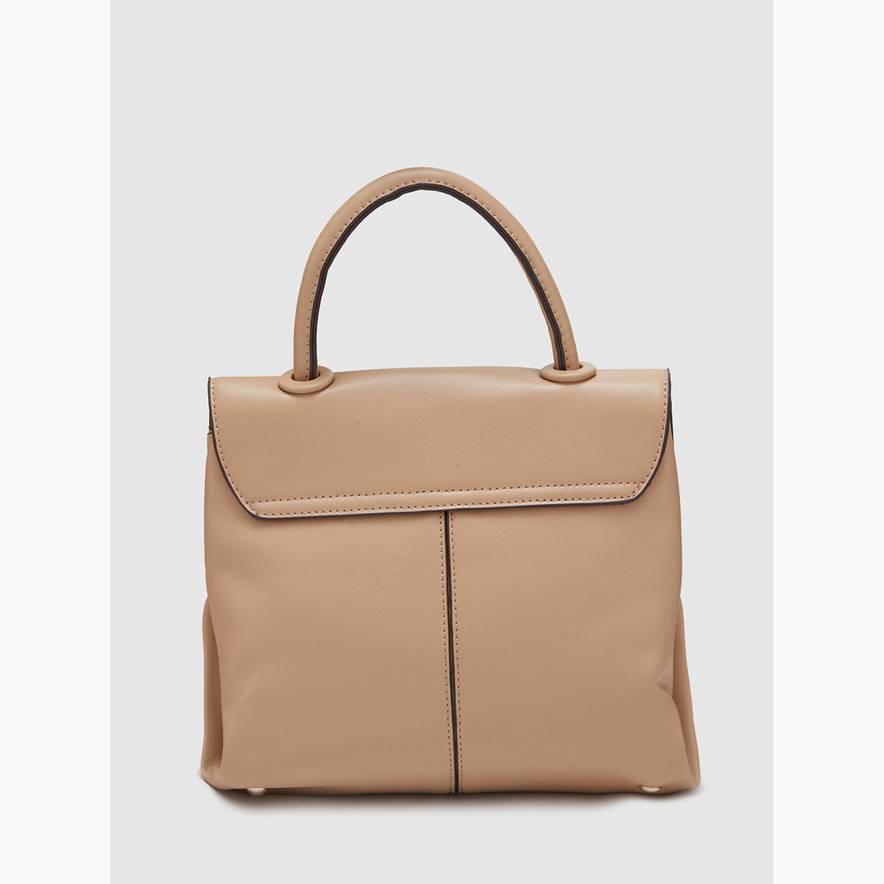 شنطة يد سادة بمقبض علوي لون كاكي-women-bagsandwallets-handbags-image-4