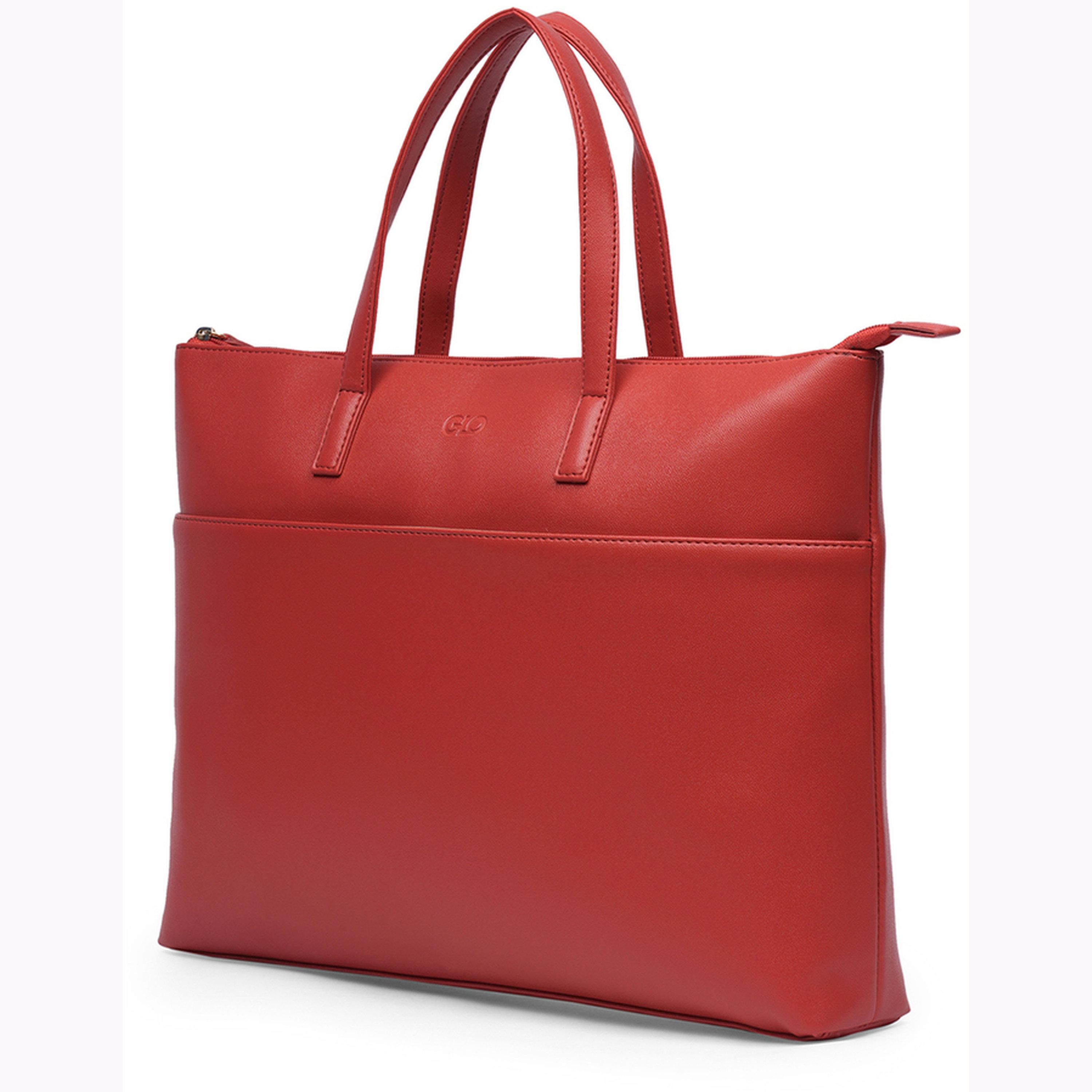 شنطة يد بمقبض مزدوج وتفاصيل بارزة الملمس لون أحمر-women-bagsandwallets-handbags-image-3