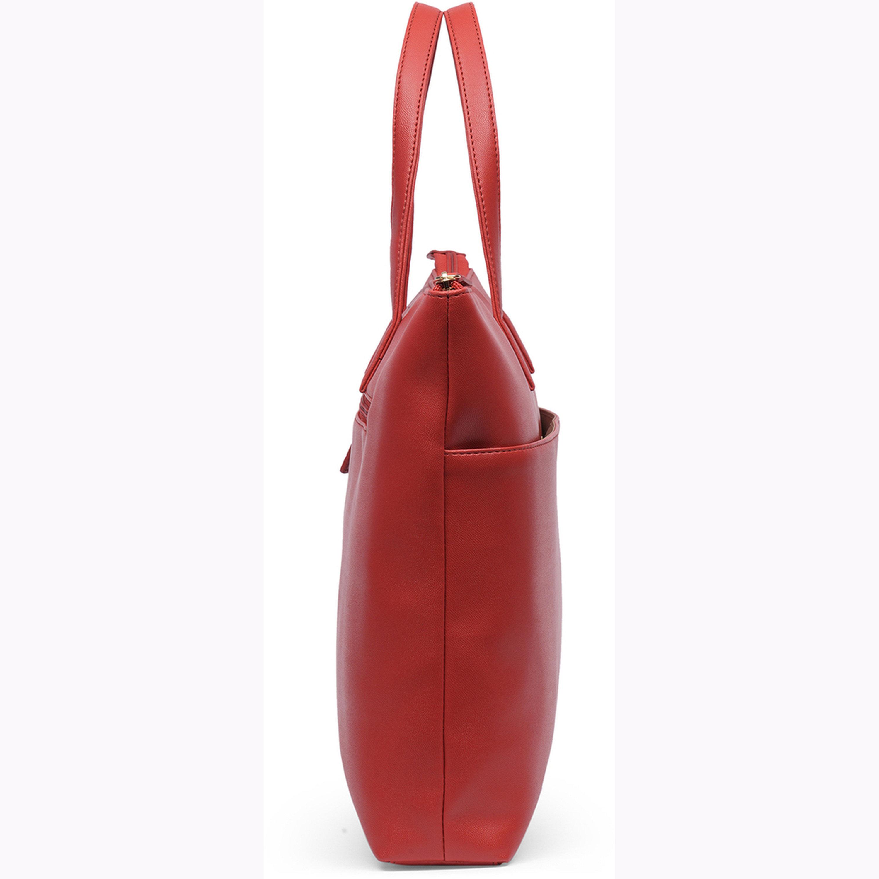شنطة يد بمقبض مزدوج وتفاصيل بارزة الملمس لون أحمر-women-bagsandwallets-handbags-image-5