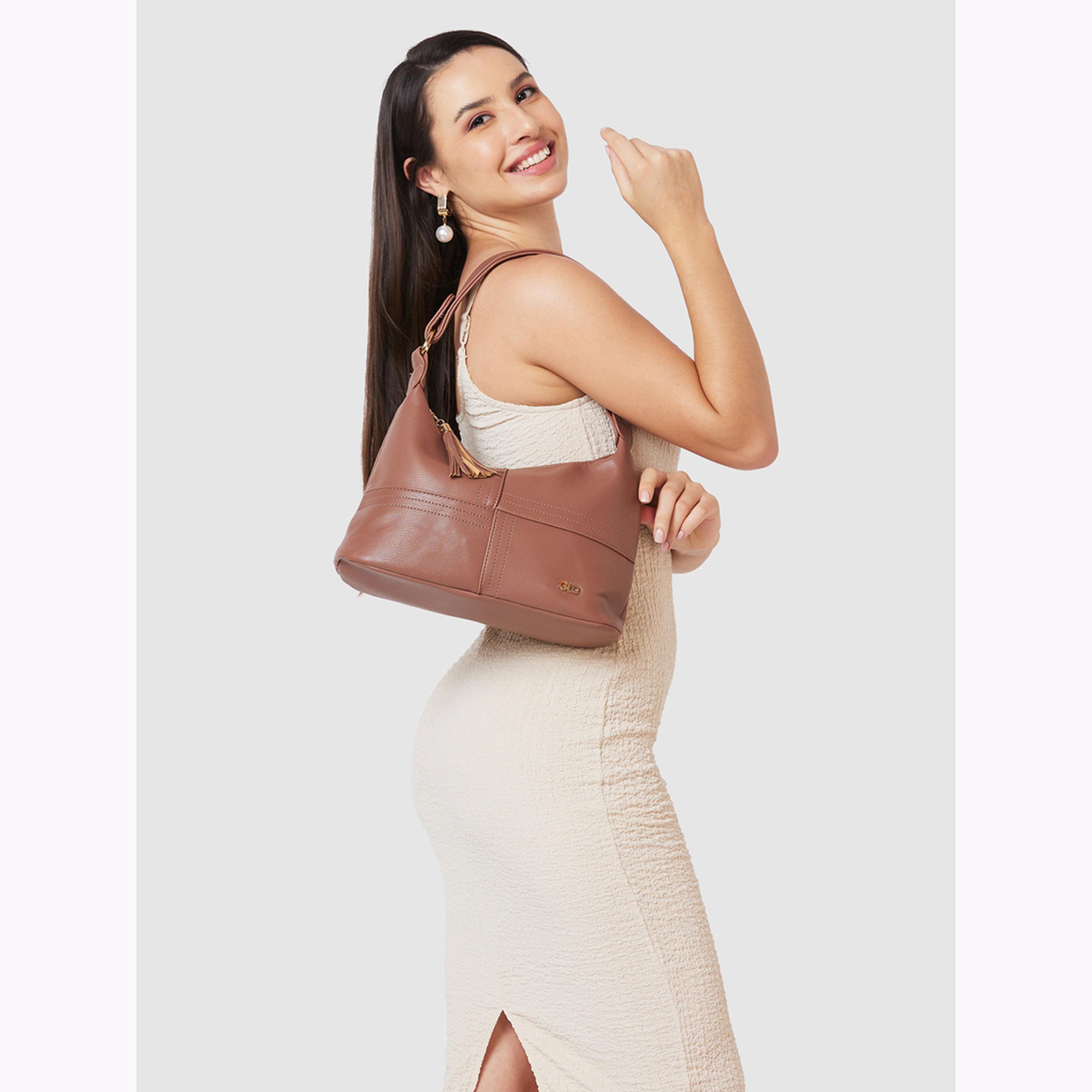 Globus X Styli Brown Hobo Bag with Zip Closure-women-bagsandwallets-handbags-image-2