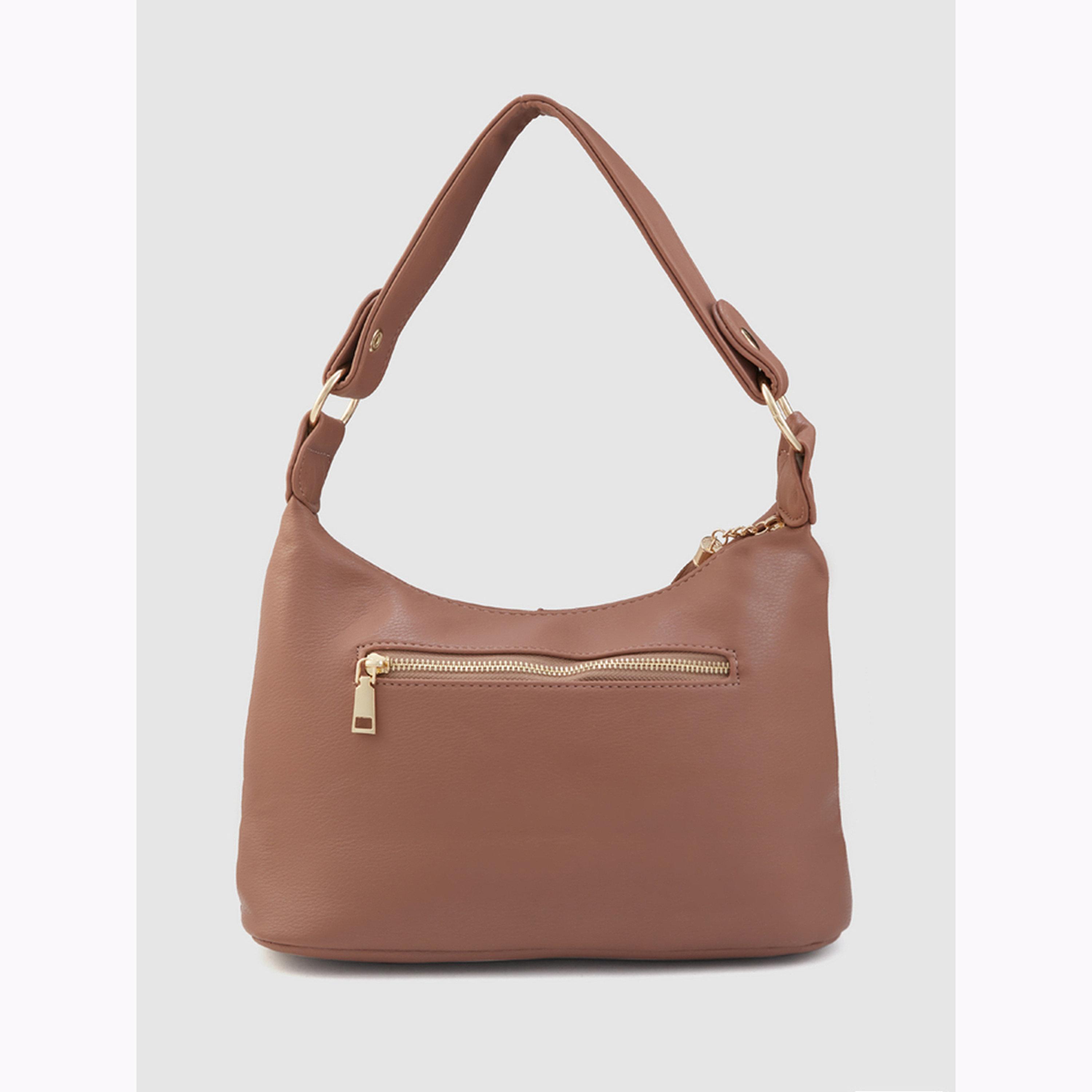 شنطة هوبو بسحاب إغلاق لون بني-women-bagsandwallets-handbags-image-3