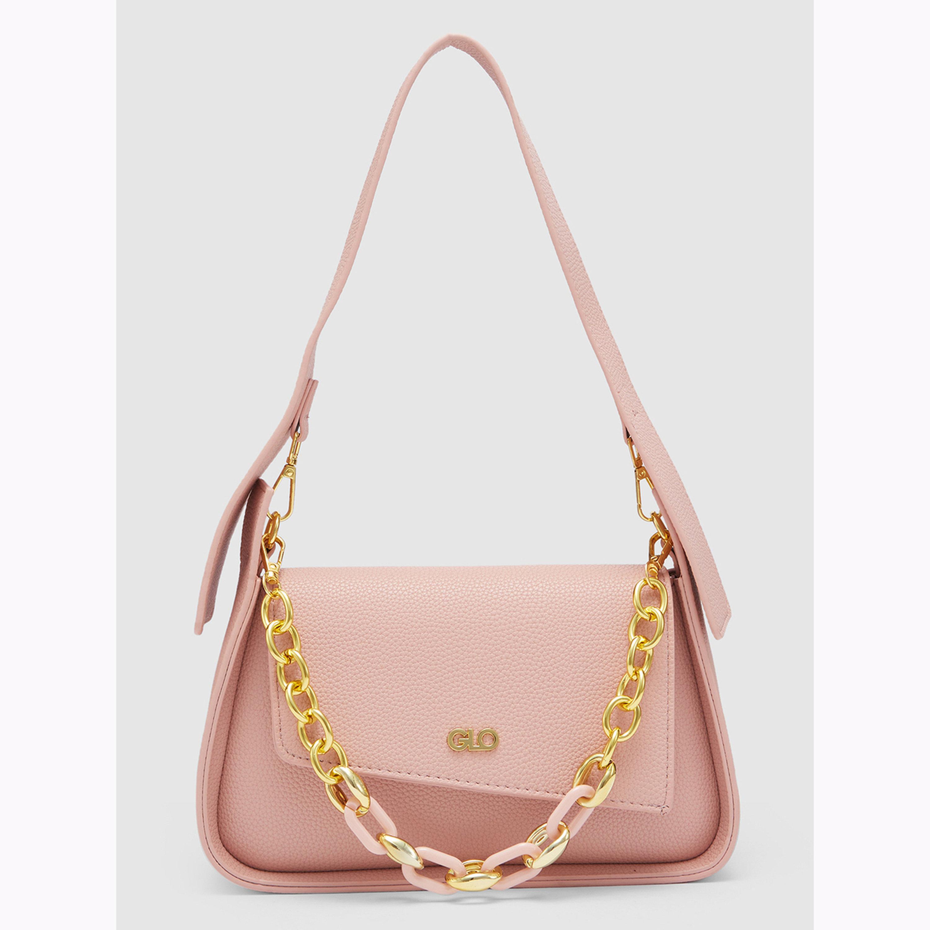 Globus X Styli Pink Textured Handbag with Chain Accent-women-bagsandwallets-handbags-image-1