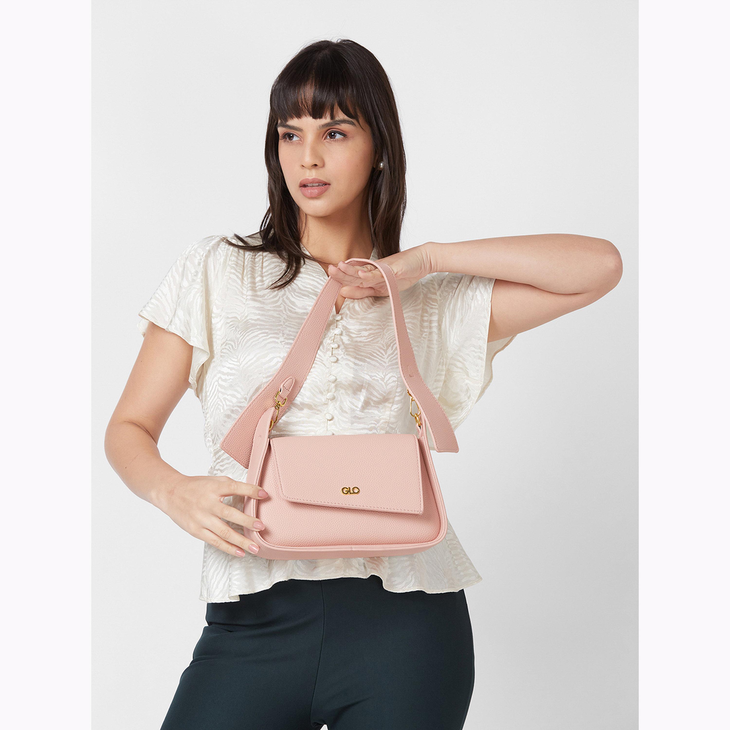 Globus X Styli Pink Textured Handbag with Chain Accent-women-bagsandwallets-handbags-image-2