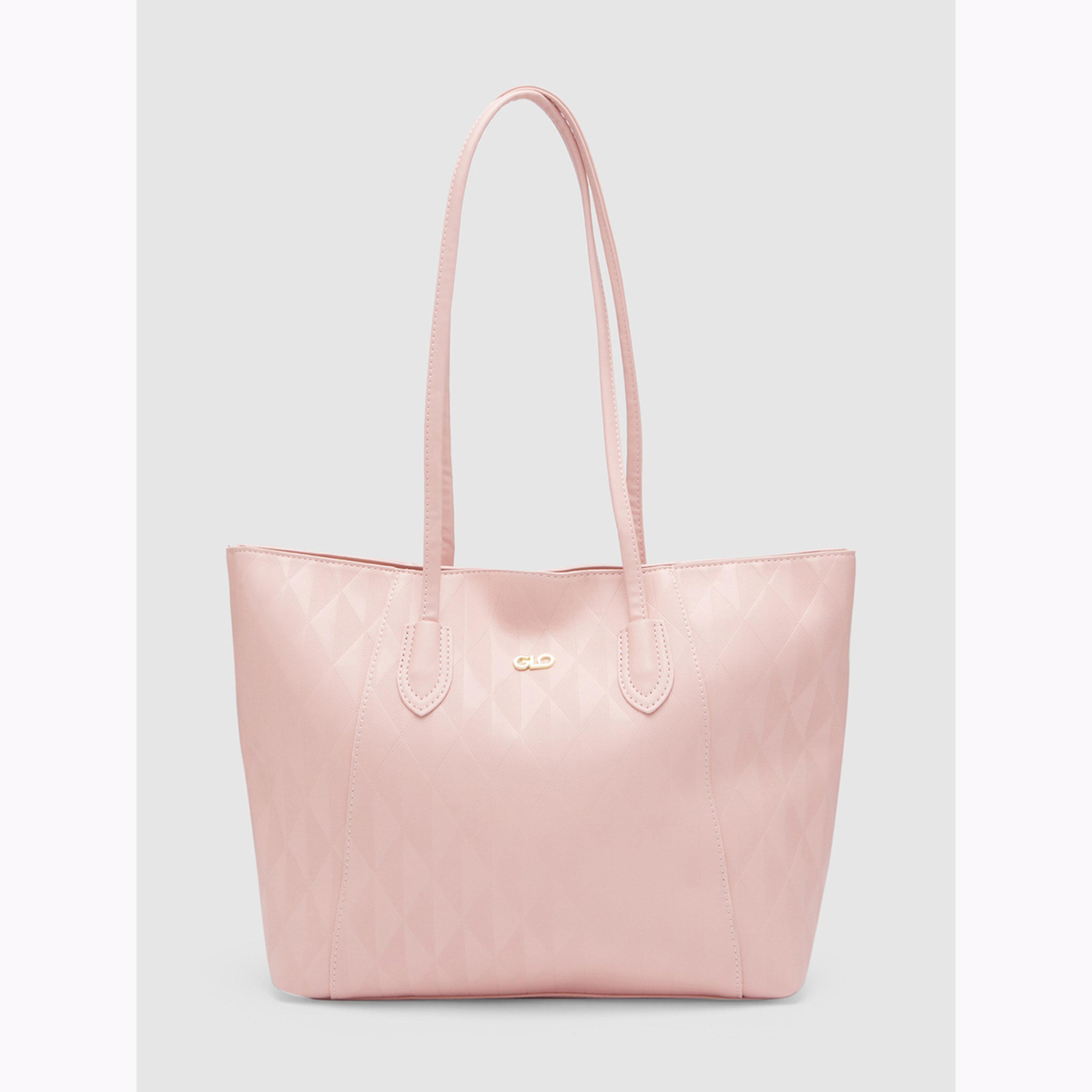 Globus X Styli Pink Textured Tote Bag with Zip Closure-women-bagsandwallets-handbags-image-1
