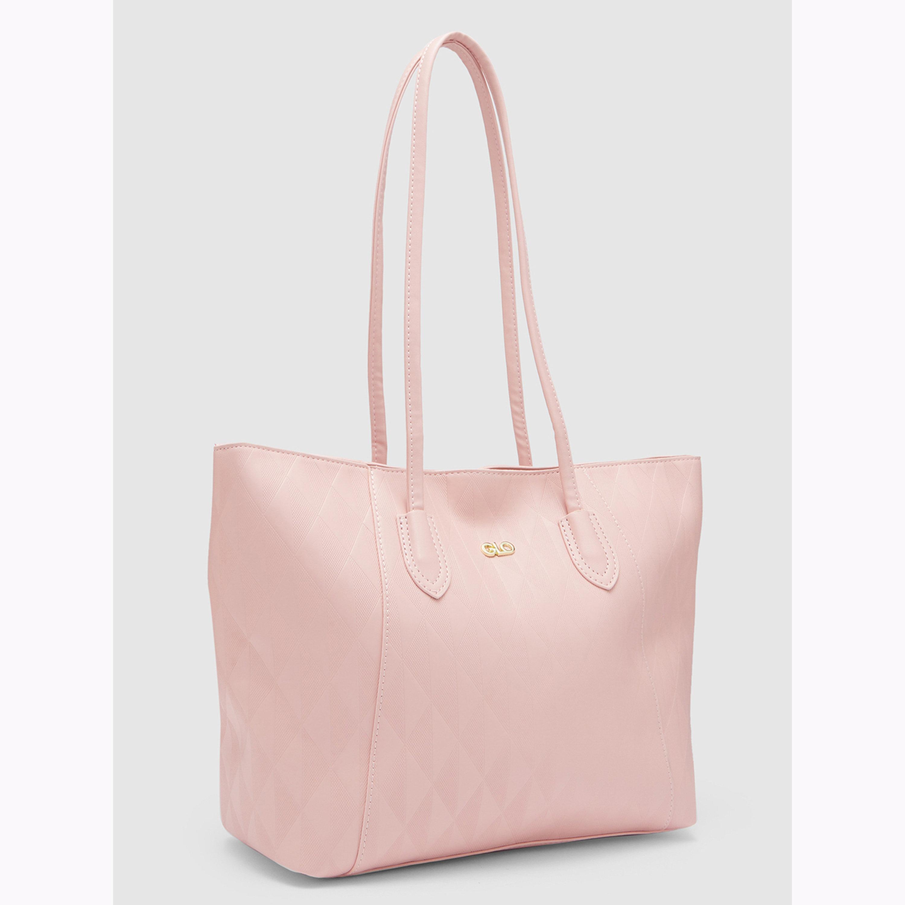 Globus X Styli Pink Textured Tote Bag with Zip Closure-women-bagsandwallets-handbags-image-3