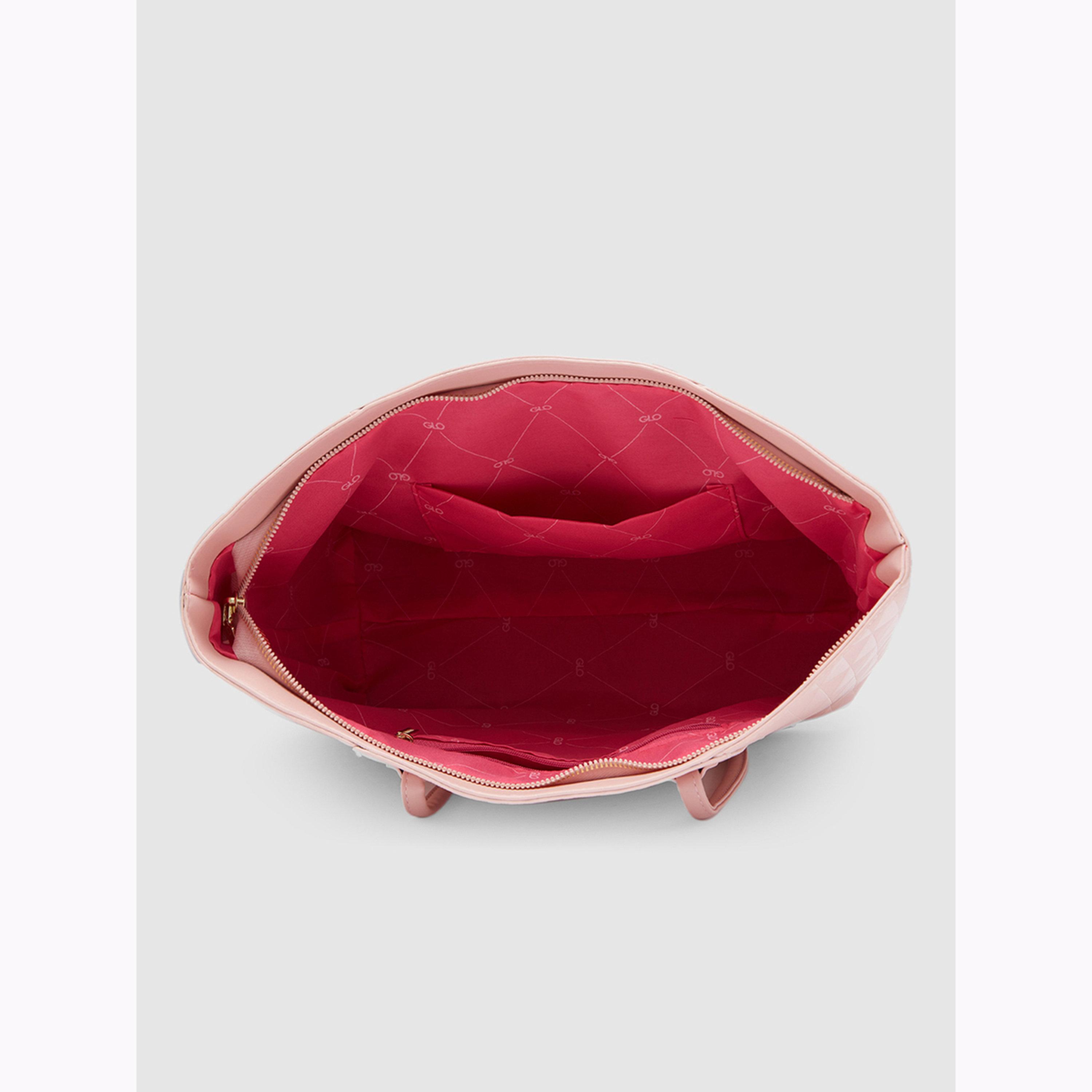 شنطة توت بتفاصيل بارزة الملمس وسحاب إغلاق لون وردي-women-bagsandwallets-handbags-image-4