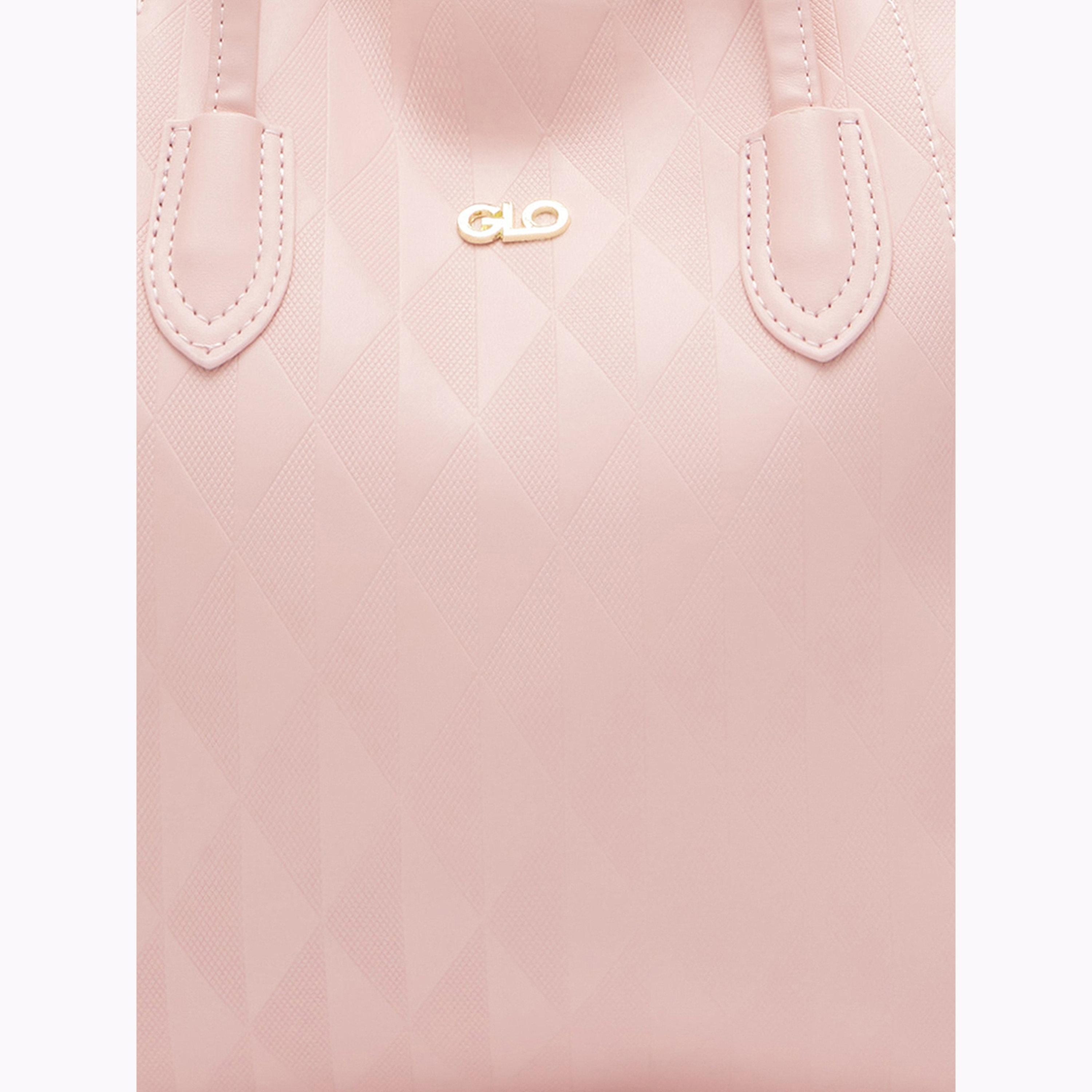 Globus X Styli Pink Textured Tote Bag with Zip Closure-women-bagsandwallets-handbags-image-5